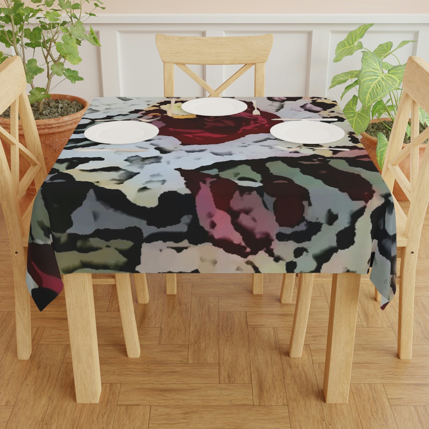 Tablecloth ... "A Friendly Flower" ... Pointsettia 'Pointing' ... Original Works ... (Supplied Photograph) ...