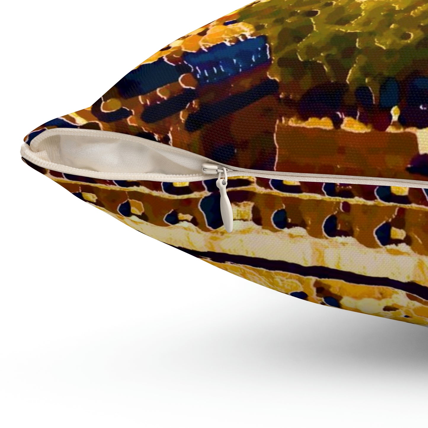 Spun Polyester Square Pillow ... Au Paris ... "Along The River Seine" ... Barbara Joan Bonnell-Holt: 1972 ... Original Works ...