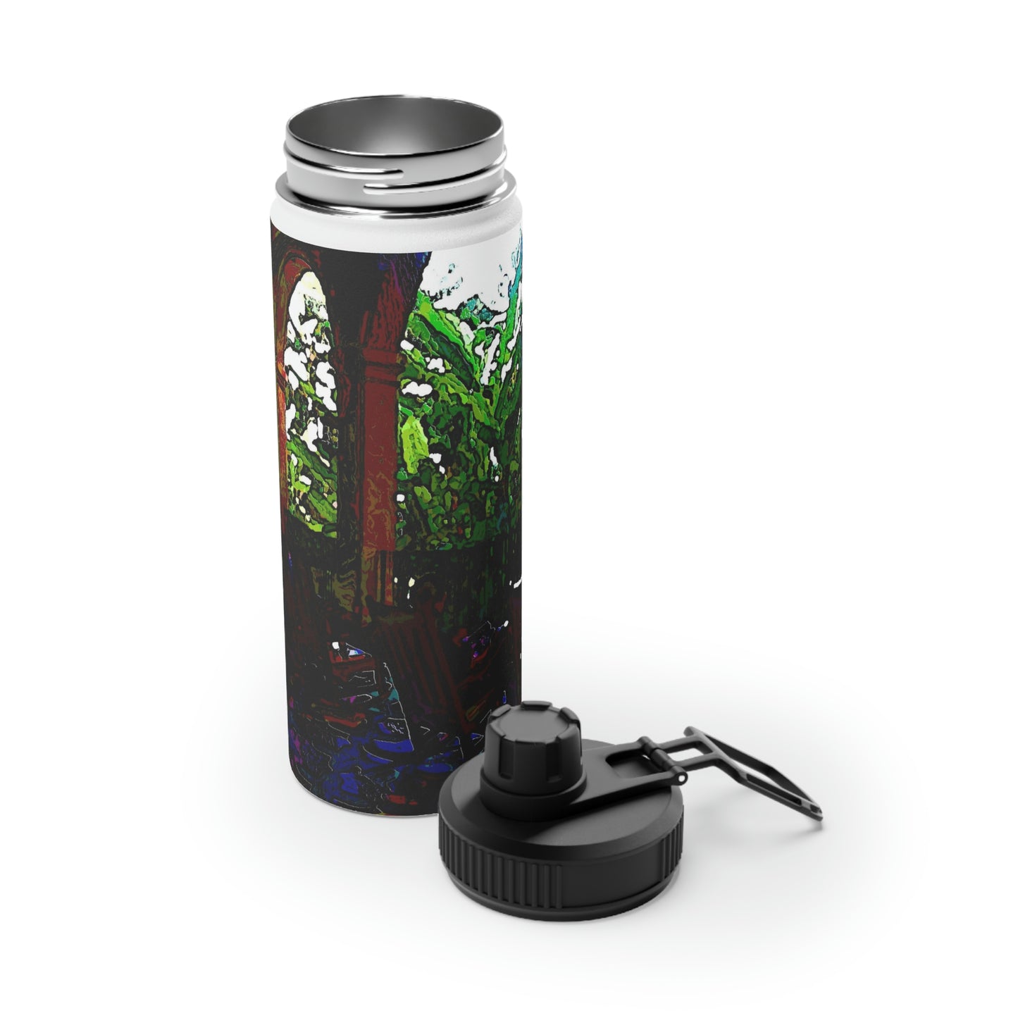 Stainless Steel Water Bottle, Sports Lid ... Lanai & Rocking Chairs At: 'The Pink Palace' ... The Royal Hawai'ian ... Honolulu, HI ... '27Oct2014' ... Original Works ...