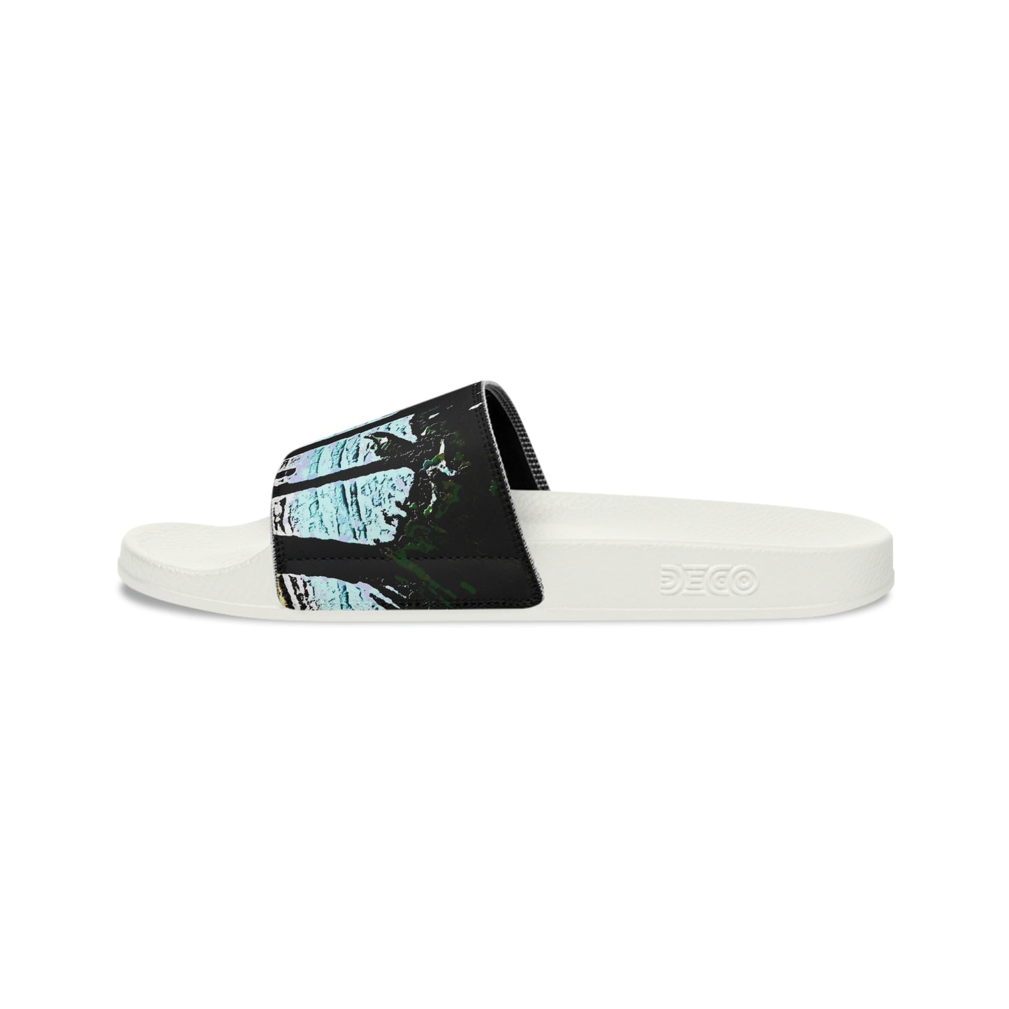 Men's Slide Sandals ...  "A Beautiful Beach Amongst The Palms" ... The Outrigger Waikiki, Honolulu, Oahu ... Original Works ...