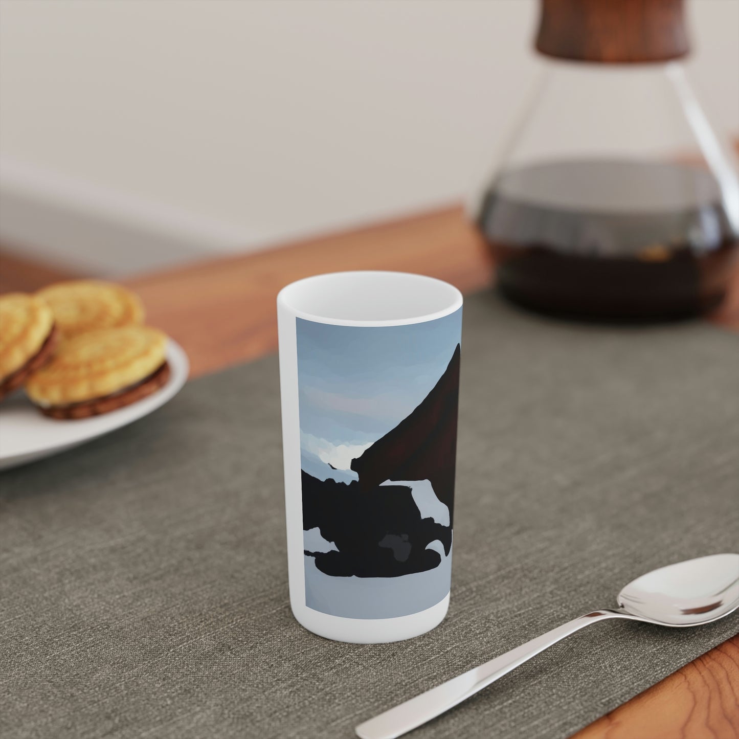 Conical Coffee Mugs (3oz, 8oz, 12oz) ... After An Intense Snow Storm ... 'Digging Out' ... A Vehicle & Cabin "In The Mountains" ... March 2023 ... Original Works ...