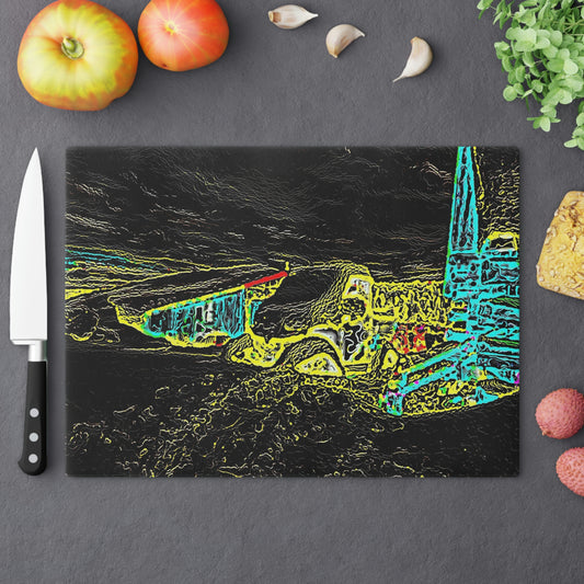 Cutting Board ... "Snow Vehicle In Snow Storm At-Rest" ... Circa 12Mar23 ... Central Idaho ... 18-Hours Rendering Time: Original Works ...