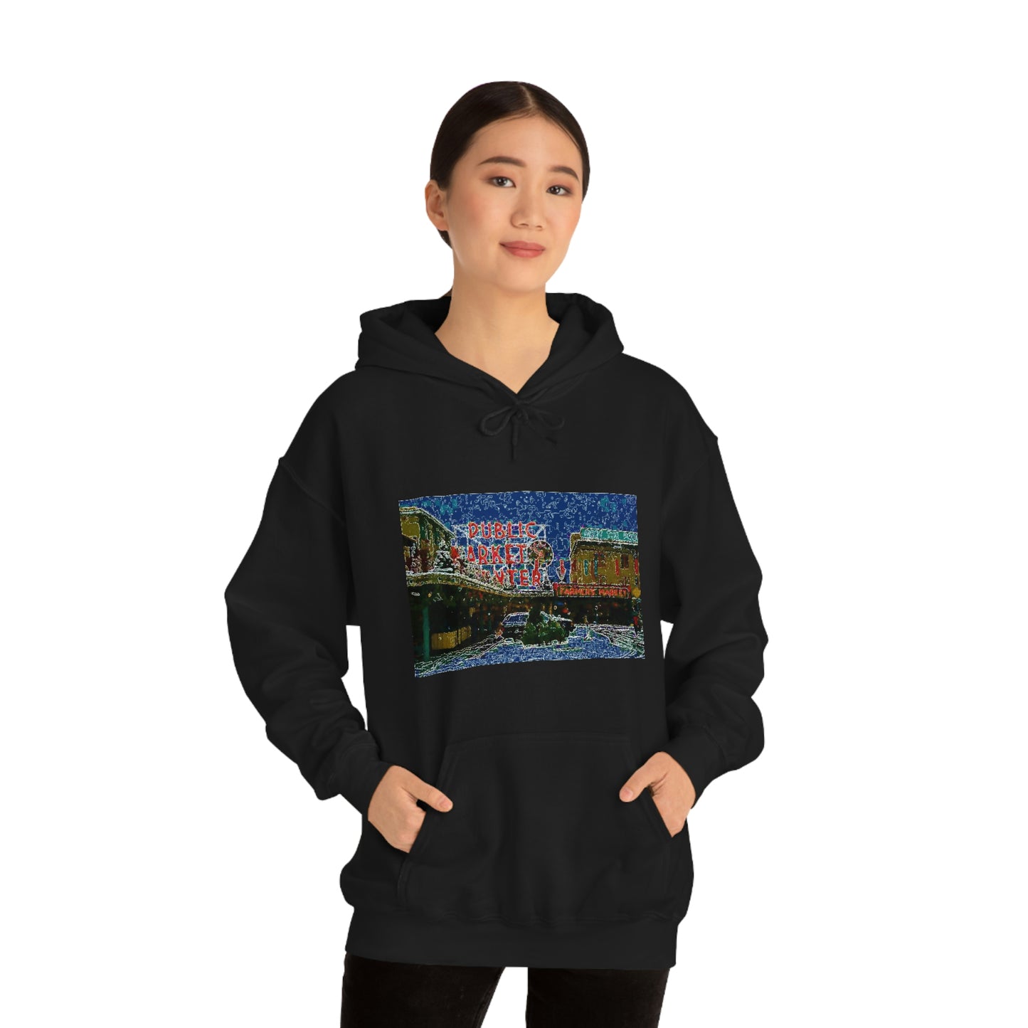 Unisex Heavy Blend™ Hooded Sweatshirt ... Pike Place Market: 'The Public Market', Seattle, Washington. Circa Fall 2013 ...