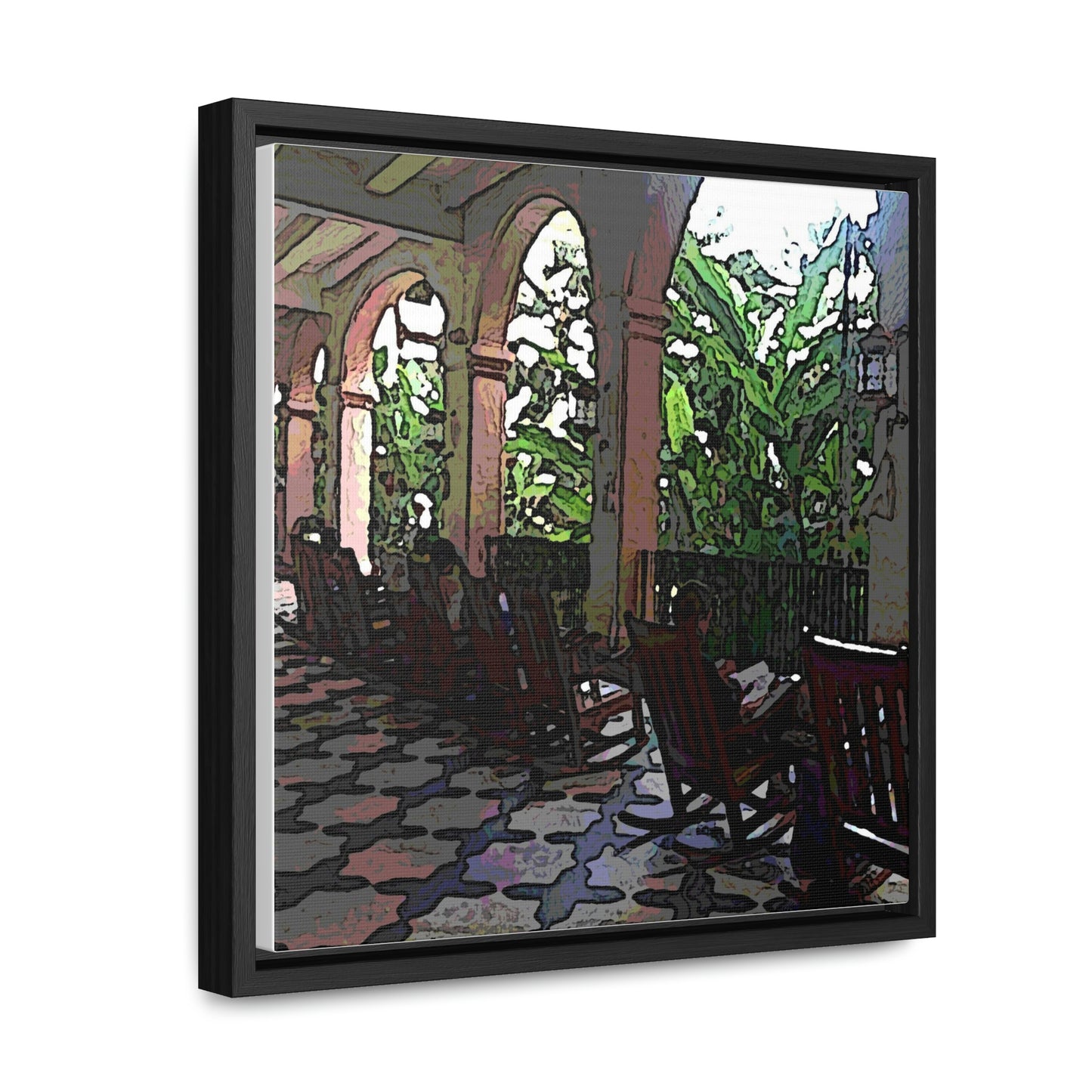 Gallery Canvas Wraps, Square Frame ...  Lanai & Rocking Chairs At: 'The Pink Palace' ... The Royal Hawai'ian ... Honolulu, HI ... '27Oct2014' ... Original Works ...