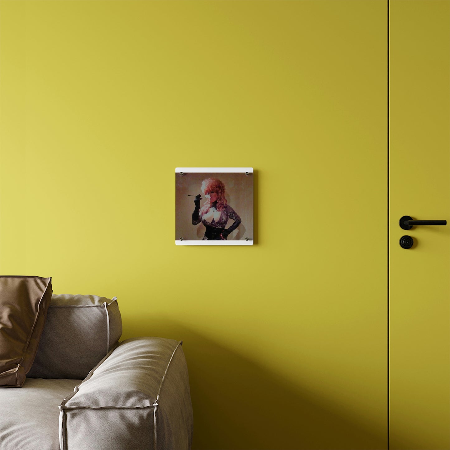 Acrylic Wall Art Panels ...  A Colleague Overseas ... 'Enjoying A Fag' ... Original Works ... "April Fools 2023" ... Hot-Tranny-Smoke ...