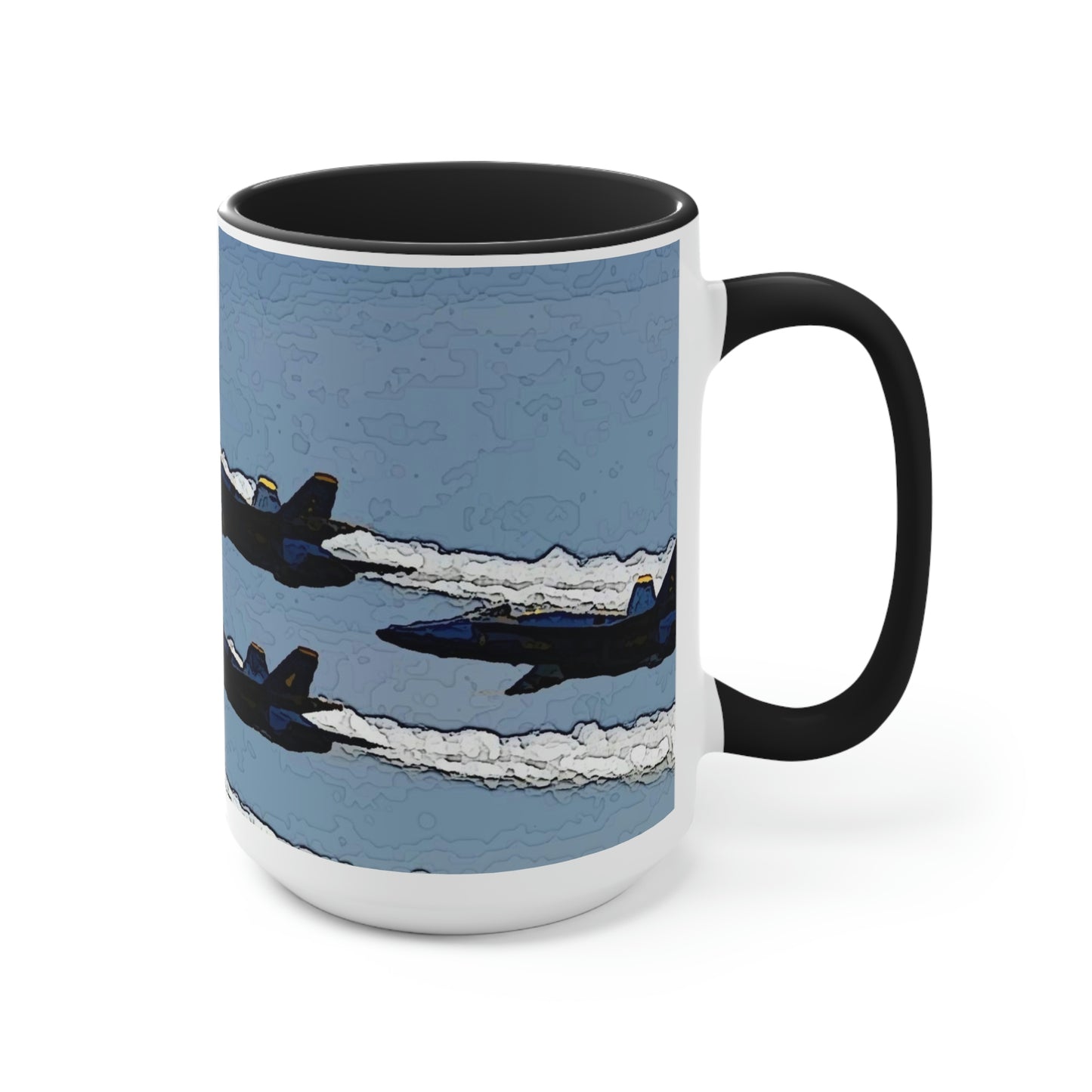 Two-Tone Coffee Mugs, 15oz ... Seattle Seafair ..."Blue Angels Run Over Lake Washington" ... Circa Mid 1980's ... Dr FJ Holt ... Original Works ...