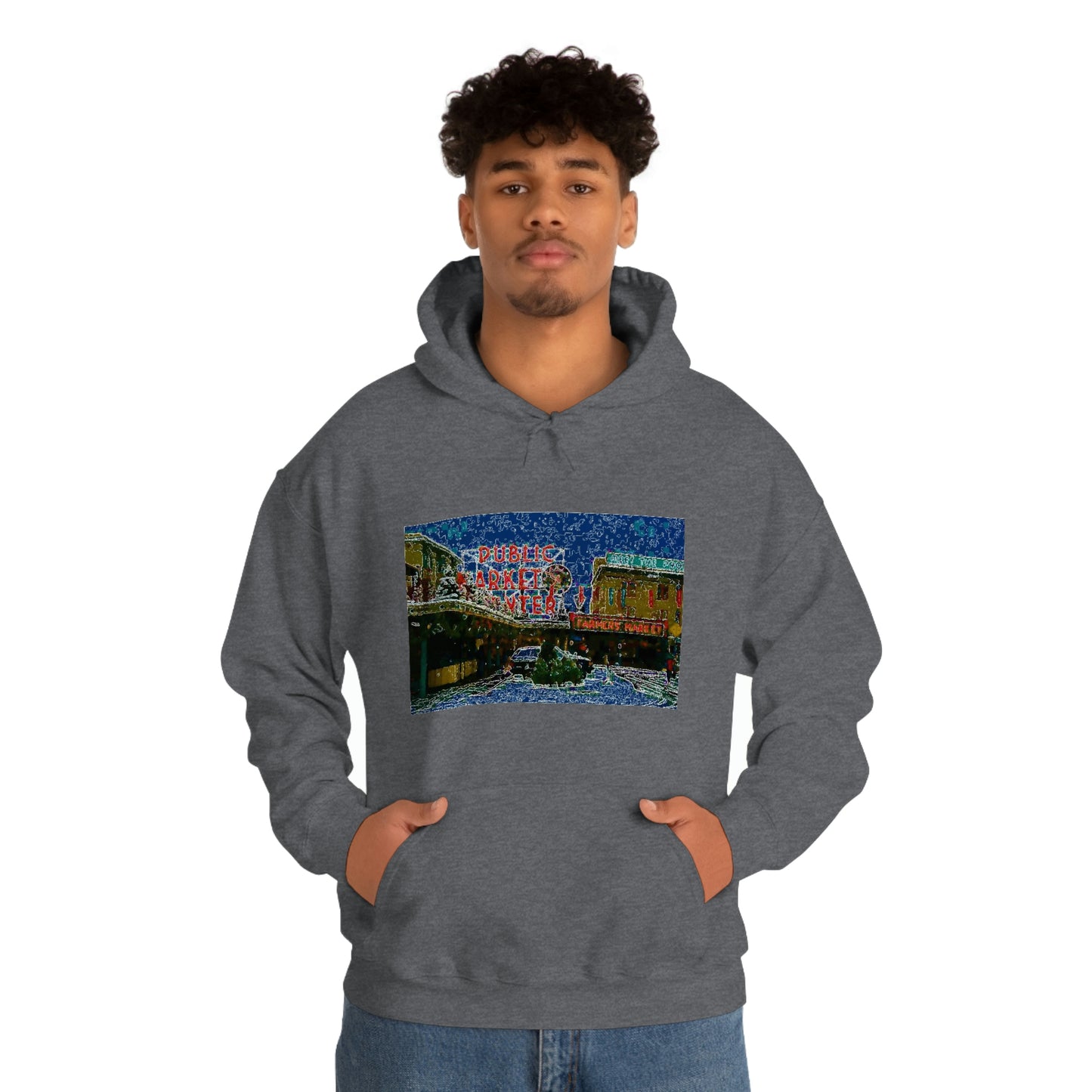 Unisex Heavy Blend™ Hooded Sweatshirt ... Pike Place Market: 'The Public Market', Seattle, Washington. Circa Fall 2013 ...