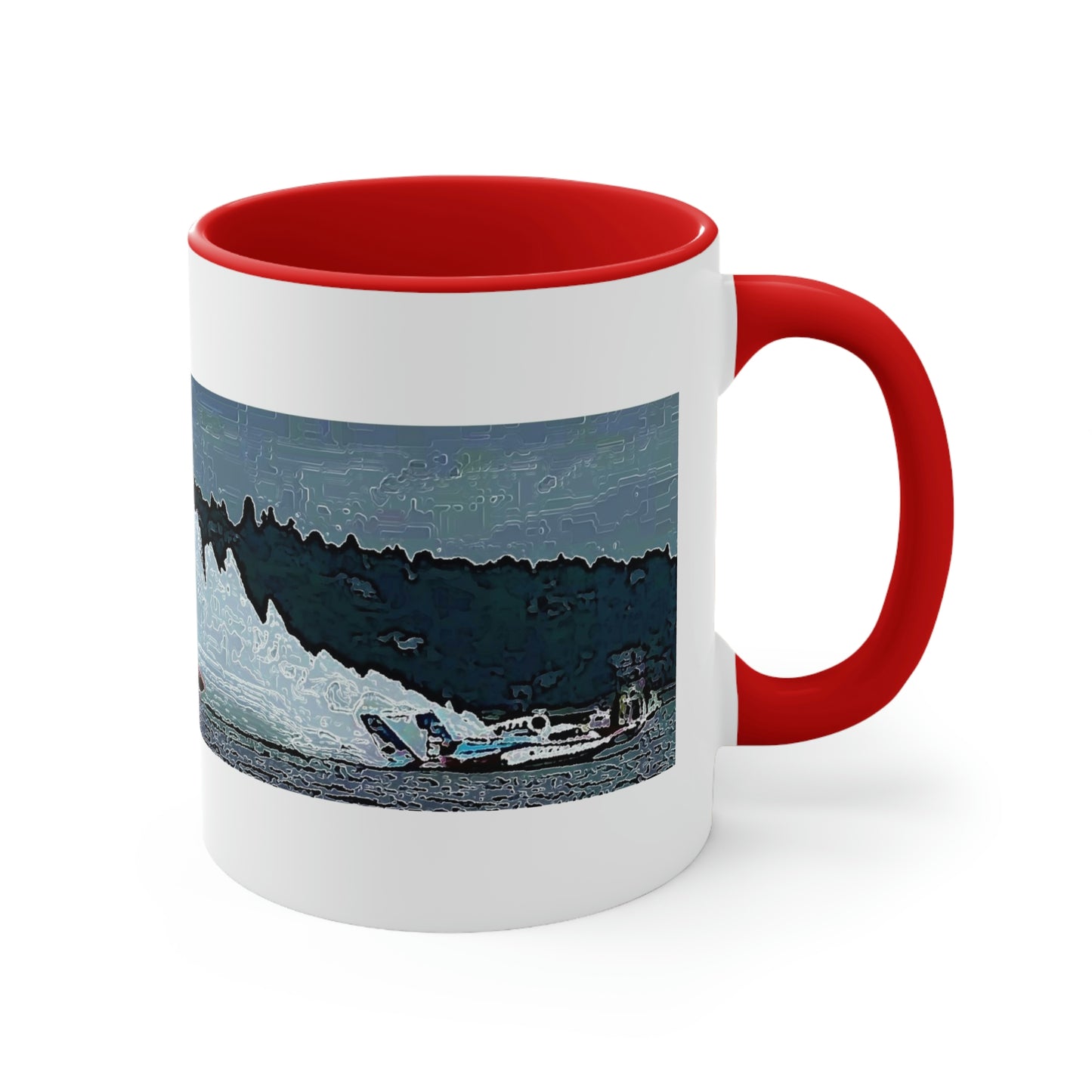 Accent Coffee Mug, 11oz ... Seattle Columbia Cup On Lake Washington ... "Dave Wilcox Heads For The Win" ... Associate Gift-Photo ... Original Works ...