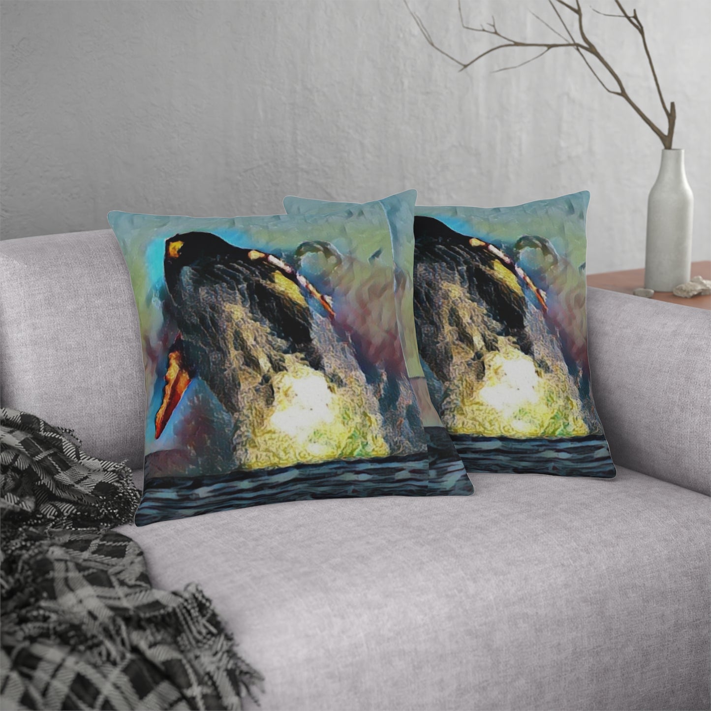 Waterproof Pillows ... An Extraordinary Humpback Breach ... 'With Explosive Energy' ... Family Archives (KPH) ... Circa: 21st Century. Maui, HI ... Original Works ...