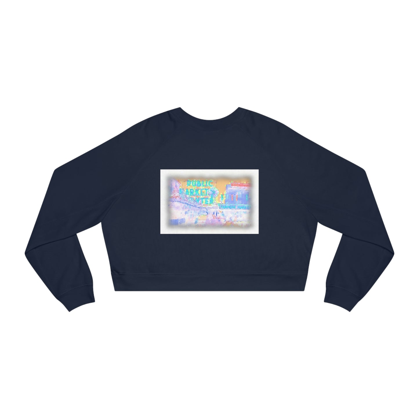 Women's Cropped Fleece Pullover ... PPM: Pike Place Market ... "Enjoying That Wrold Famous Hot Cup Of Maket Spice Tea" ...
