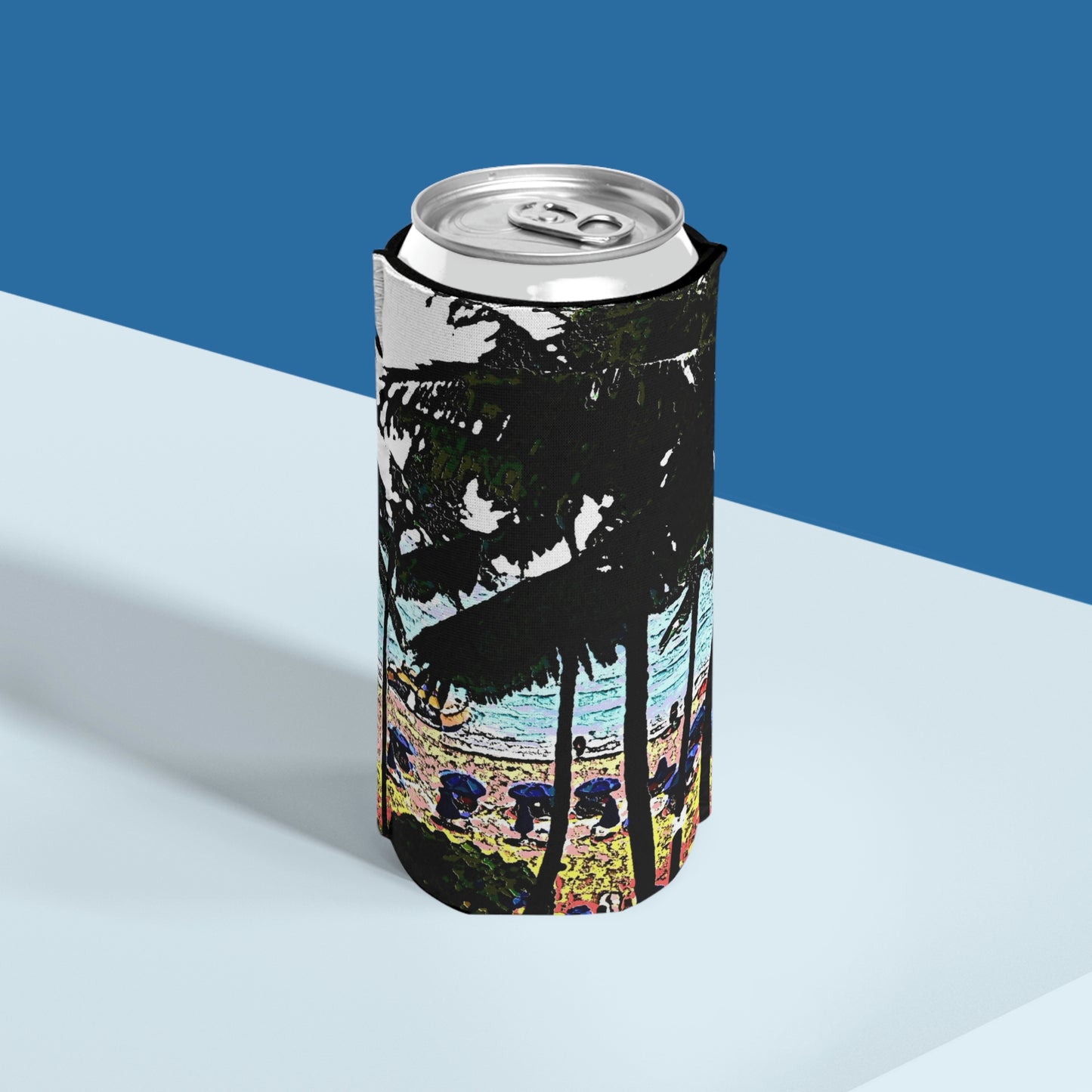 Slim Can Cooler ... "A Beautiful Beach Amongst The Palms" ... The Outrigger Waikiki, Honolulu, Oahu ... Original Works ...