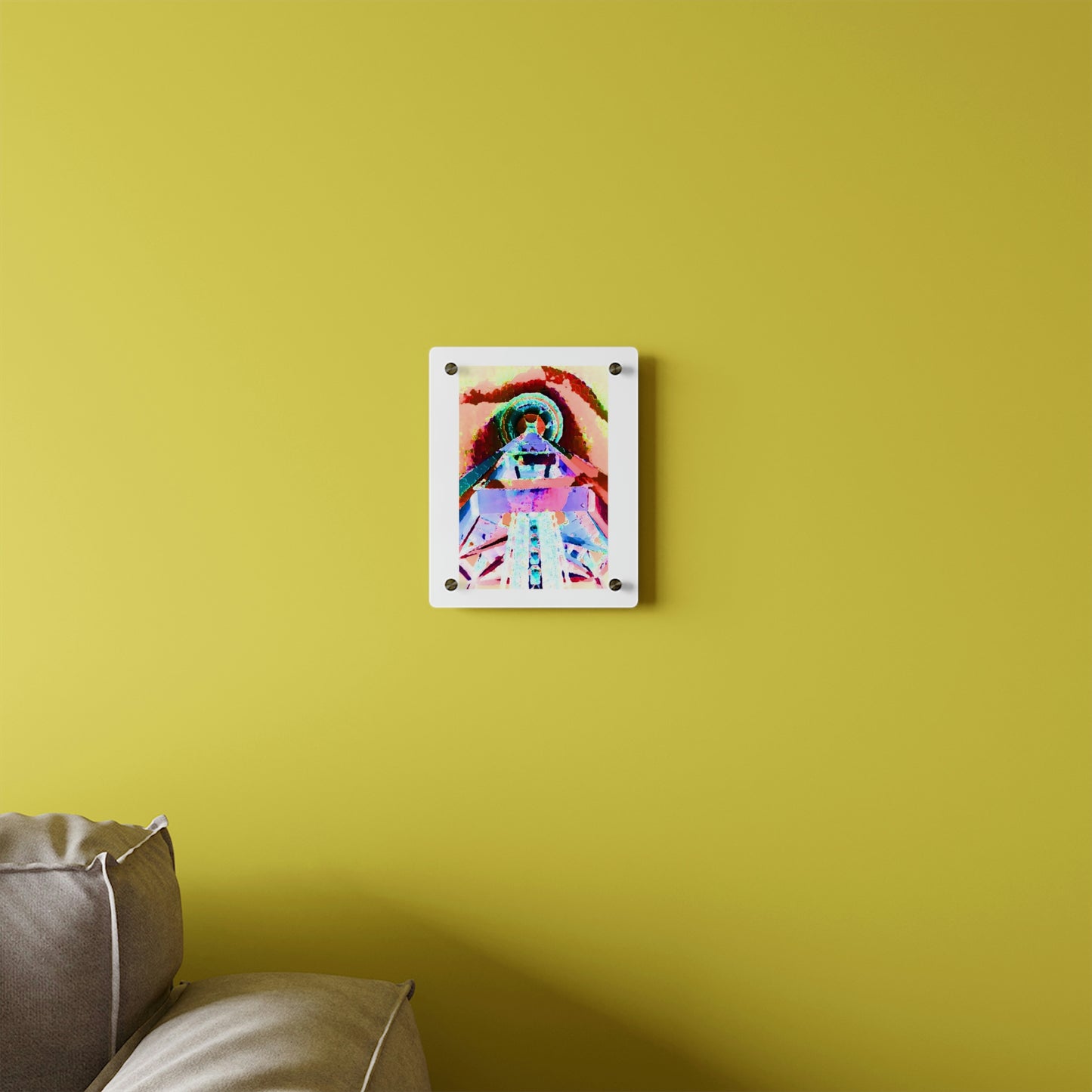 Acrylic Wall Art Panels ... "Seattle's World Fair" ... Below Space Needle 'Looking Up' ... On A Very Rainy Morning (Father's Family Photo). ... Original ...
