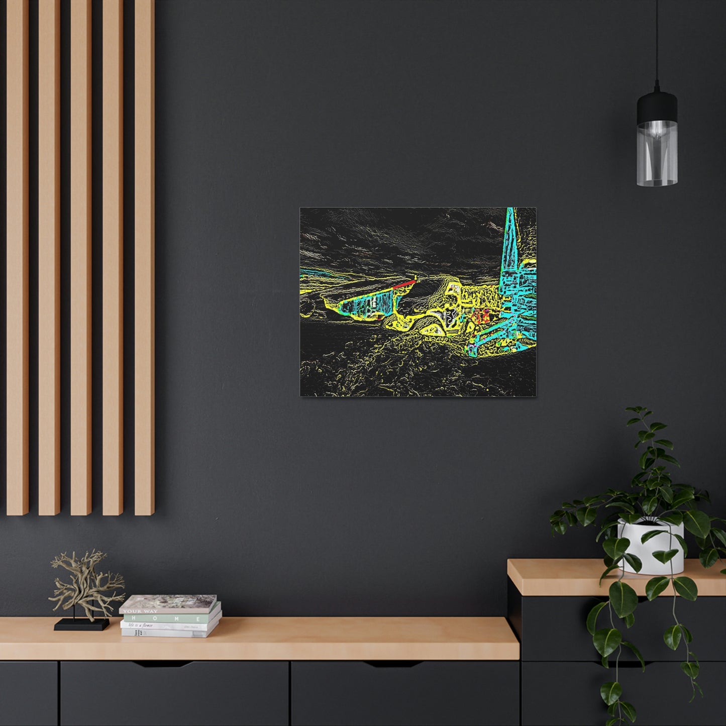 Satin Canvas, Stretched ... "Snow Vehicle In Snow Storm At-Rest" ... Circa 12Mar23 ... Central Idaho ... 18-Hours Rendering Time: Original Works ...