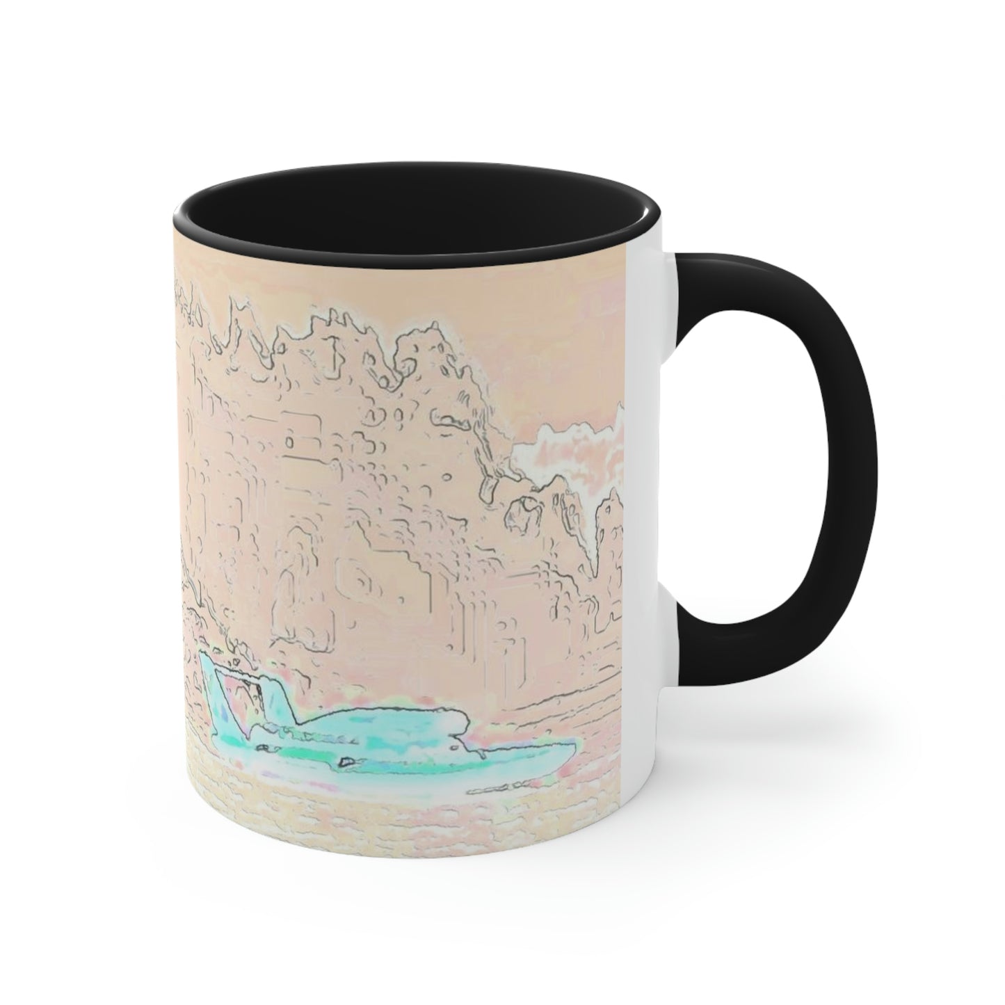 Accent Coffee Mug, 11oz ... Seattle Columbia Cup On Lake Washington ... "Dave Wilcox Heads For The Win" ... Associate Gift-Photo ... Original Works ...