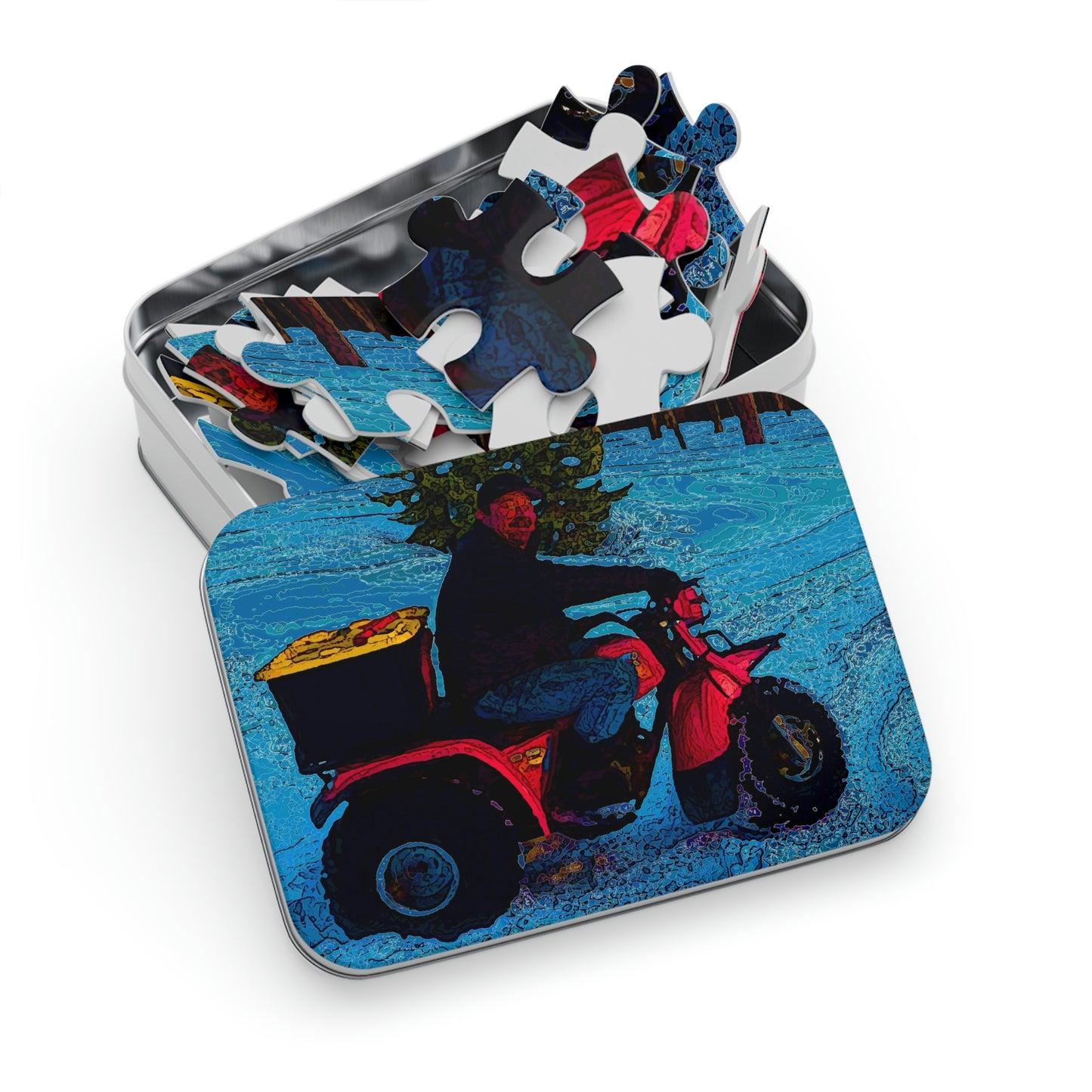 Jigsaw Puzzle (30, 110, 252, 500,1000-Piece) ... There's 2-Wheelin ... There's 4-Wheelin ... 'And-Of-Course' ... "There's 3-Wheelin-In-The-Snow" ...  Original Works ...