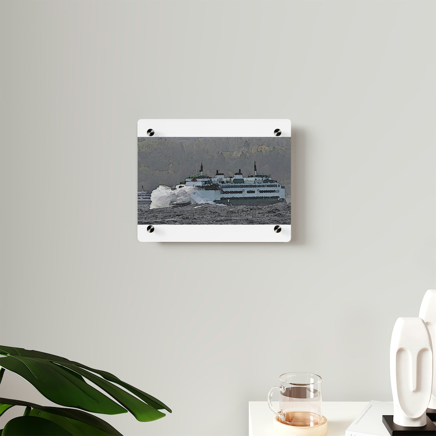 Acrylic Wall Art Panels ... WADOT Ferry Crossing ... "A Very Rough Day" ... Mulkiteo Route ... Family Archives ... Early 1990's' ... Original Works ...