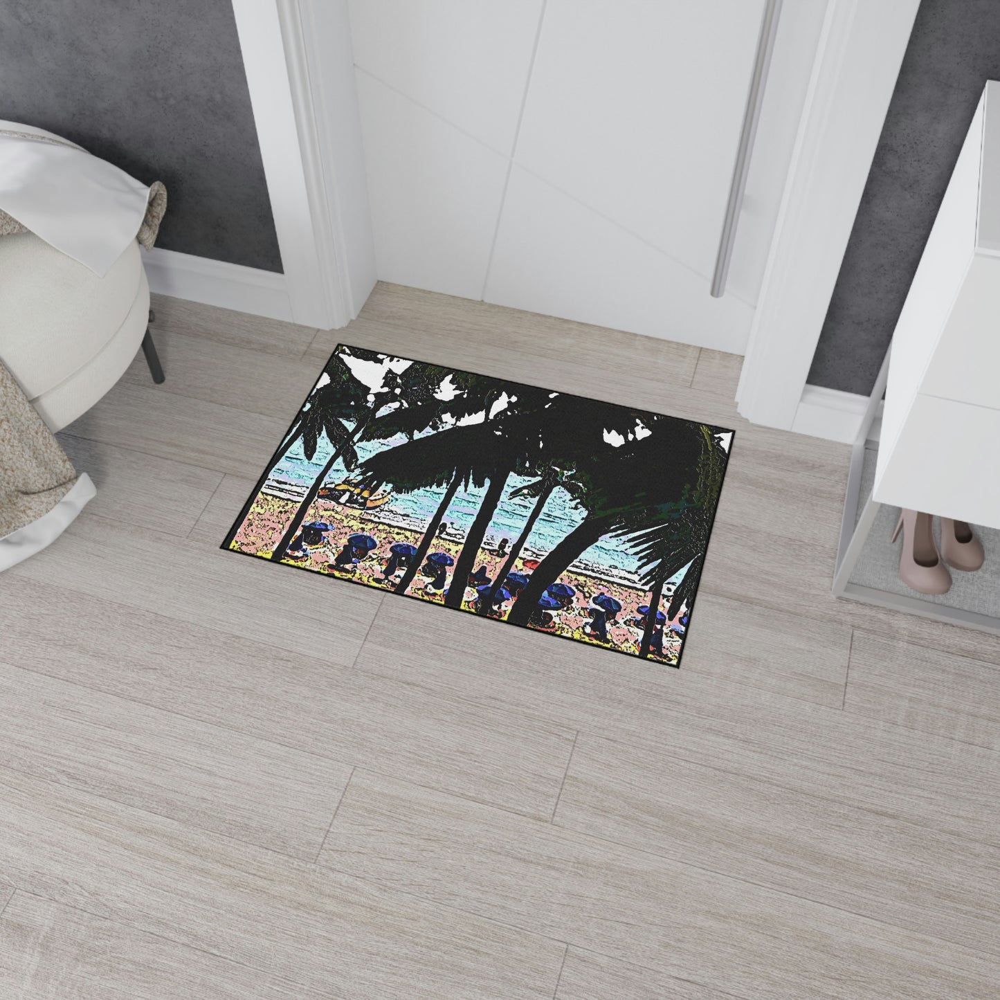 Heavy Duty Floor Mat ... "A Beautiful Beach Amongst The Palms" ... The Outrigger Waikiki, Honolulu, Oahu ... Original Works ...