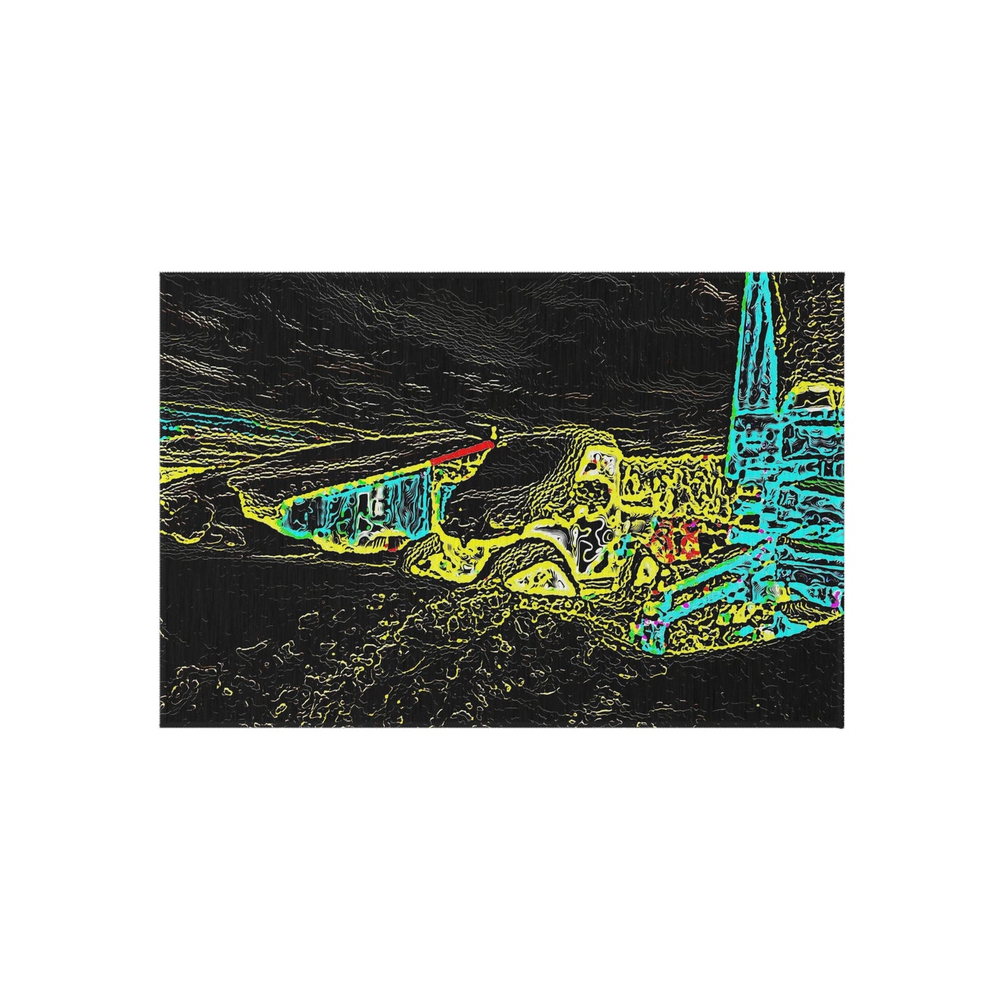 Outdoor Rug ... "Snow Vehicle In Snow Storm At-Rest" ... Circa 12Mar23 ... Central Idaho ... 18-Hours Rendering Time: Original Works ...