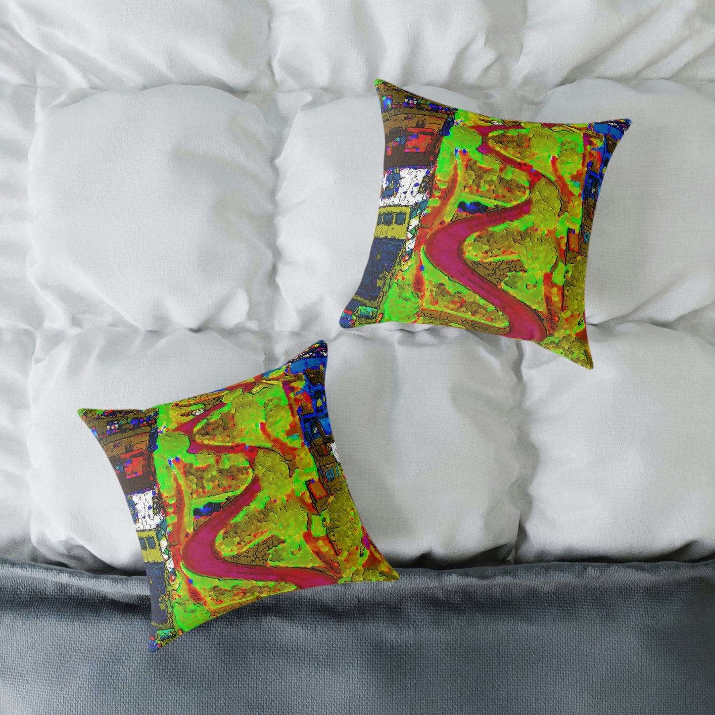 Spun Polyester Pillow ... A Crazy Street ... 'Eight Winding Curve-Switchbacks' ... "Lombard Street, San Francisco, CA' ... Family Archives: 1970's ... Original Works ...