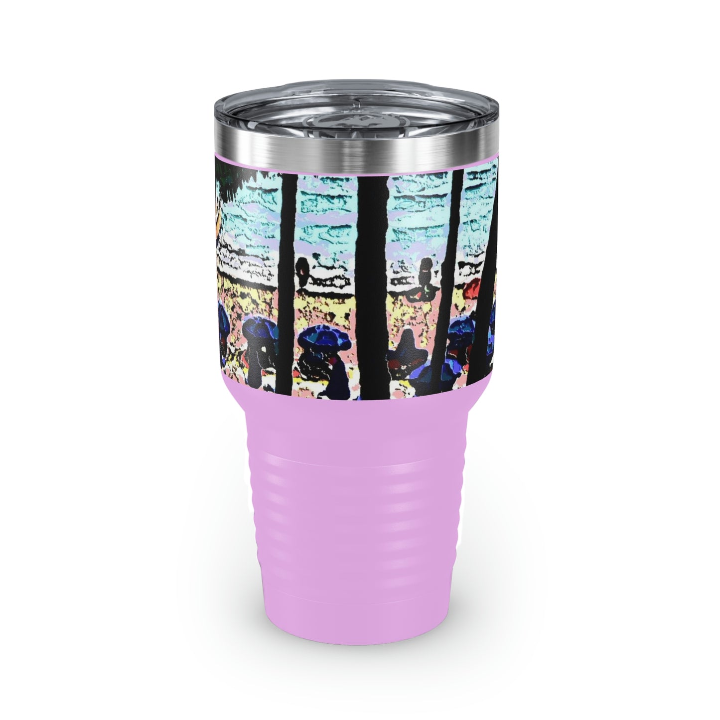 Ringneck Tumbler, 30oz ... "A Beautiful Beach Amongst The Palms" ... The Outrigger Waikiki, Honolulu, Oahu ... Original Works ...