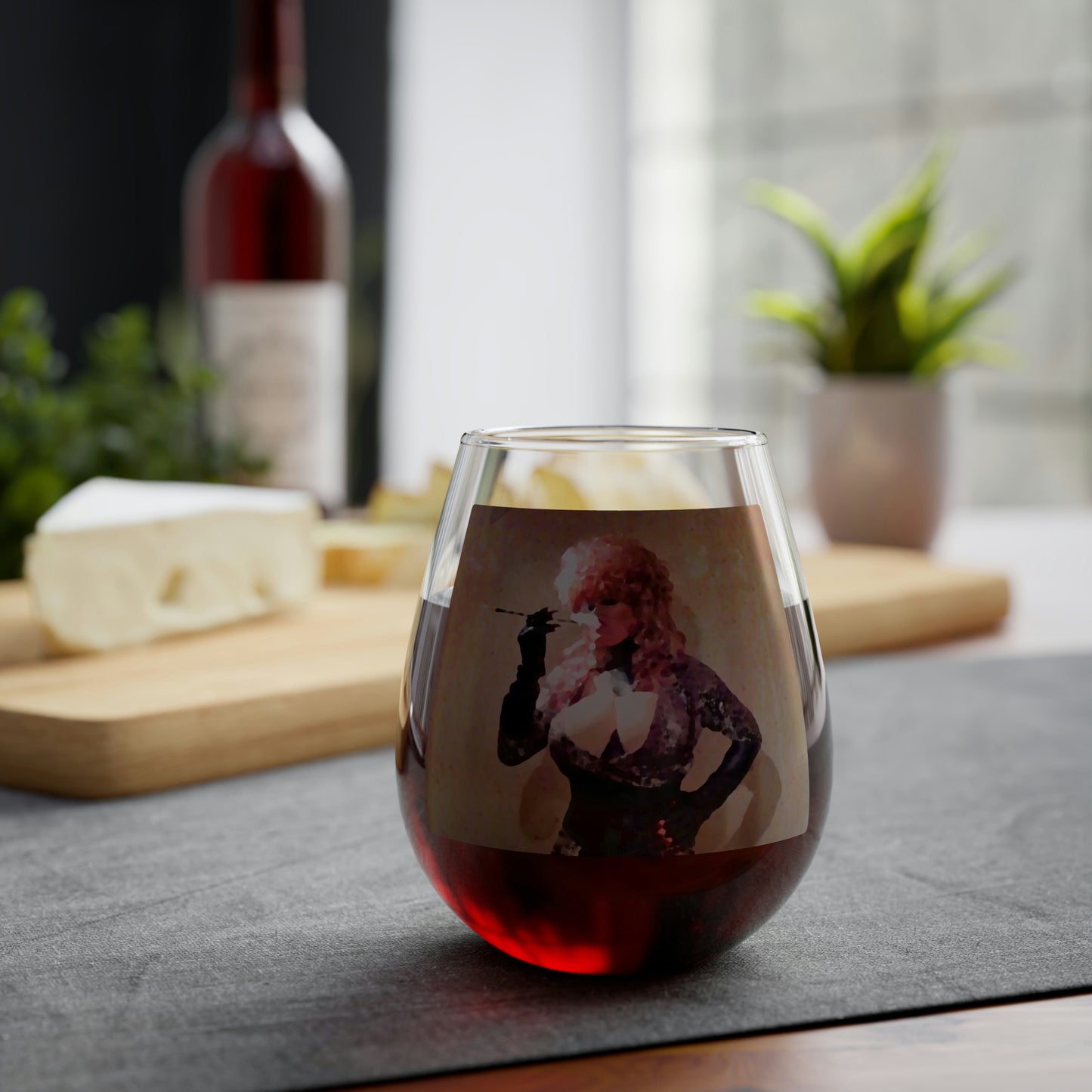 Stemless Wine Glass, 11.75oz ...  A Colleague Overseas ... 'Enjoying A Fag' ... Original Works ... "April Fools 2023" ... Hot-Tranny-Smoke ...