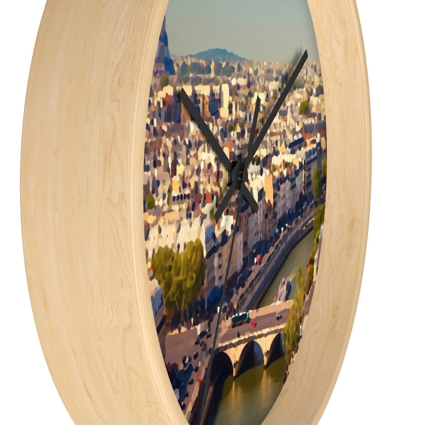 Wall clock ... Au Paris ... "Along The River Seine" ... Barbara Joan Bonnel-Holt: 1972 ... Original Works ...