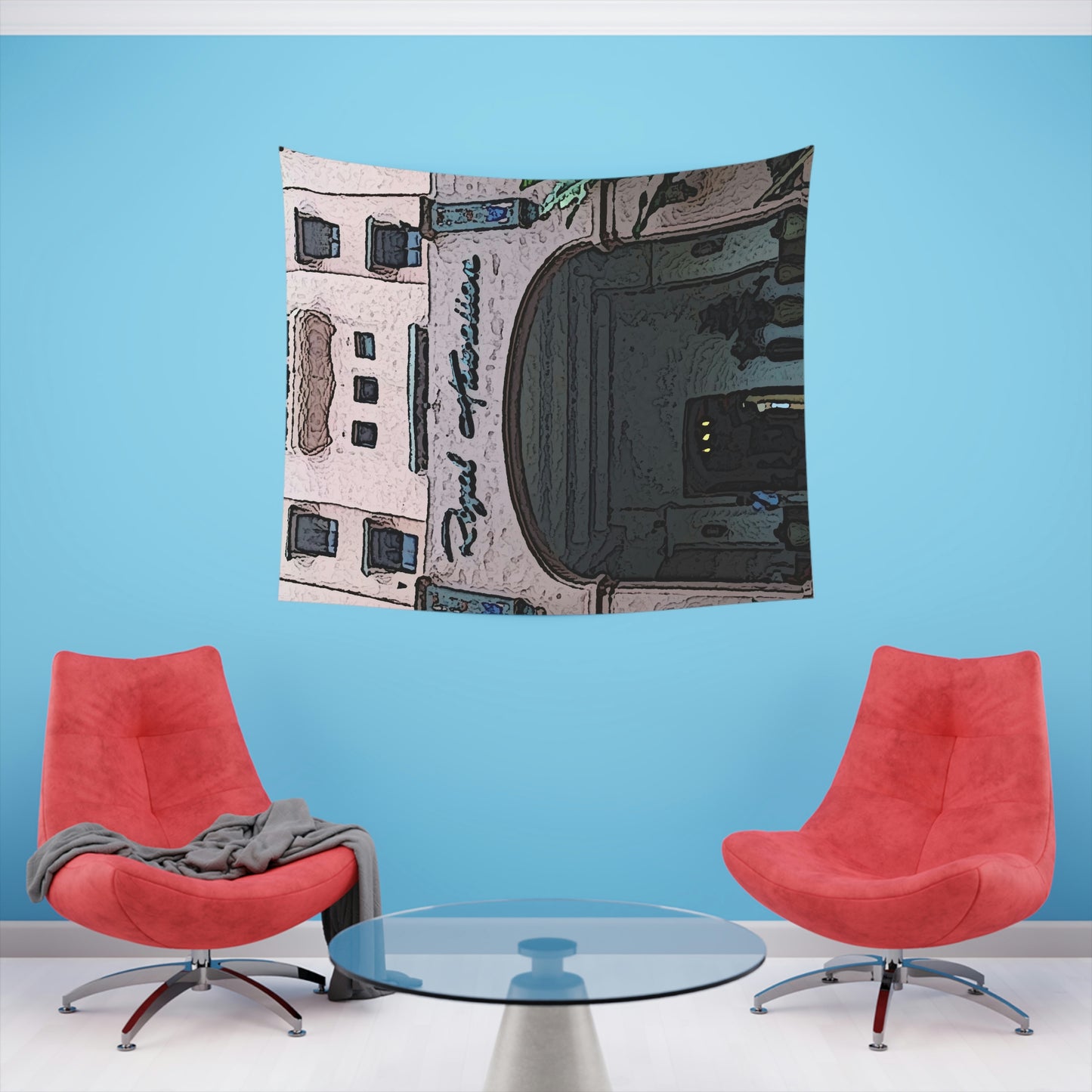 Printed Wall Tapestry ...  "La Grande Entree" At: 'The Pink Palace' ... The Royal Hawai'ian ... Honolulu, HI ... '27Oct2014' ... Original Works ...