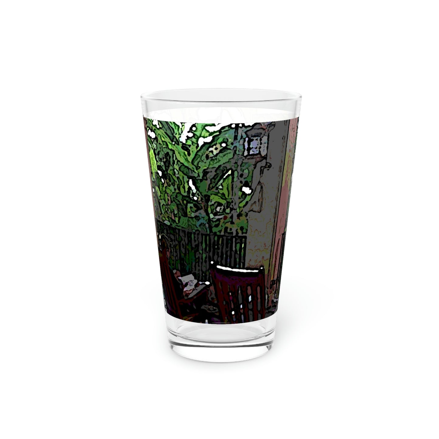 Pint Glass, 16oz ... Lanai & Rocking Chairs At: 'The Pink Palace' ... The Royal Hawai'ian ... Honolulu, HI ... '27Oct2014' ... Original Works ...