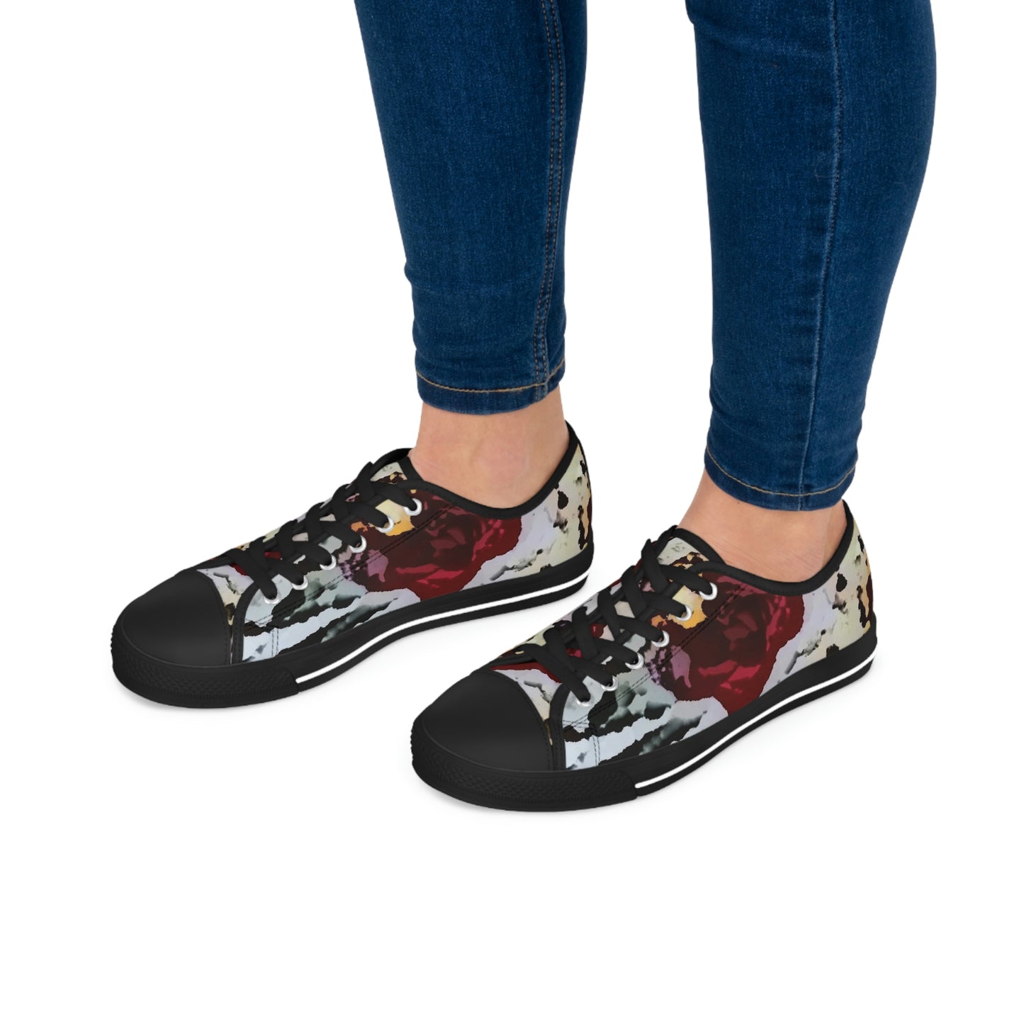 Women's Low Top Sneakers ... "A Friendly Flower" ... Pointsettia 'Pointing' ... Original Works ... (Supplied Photograph) ...
