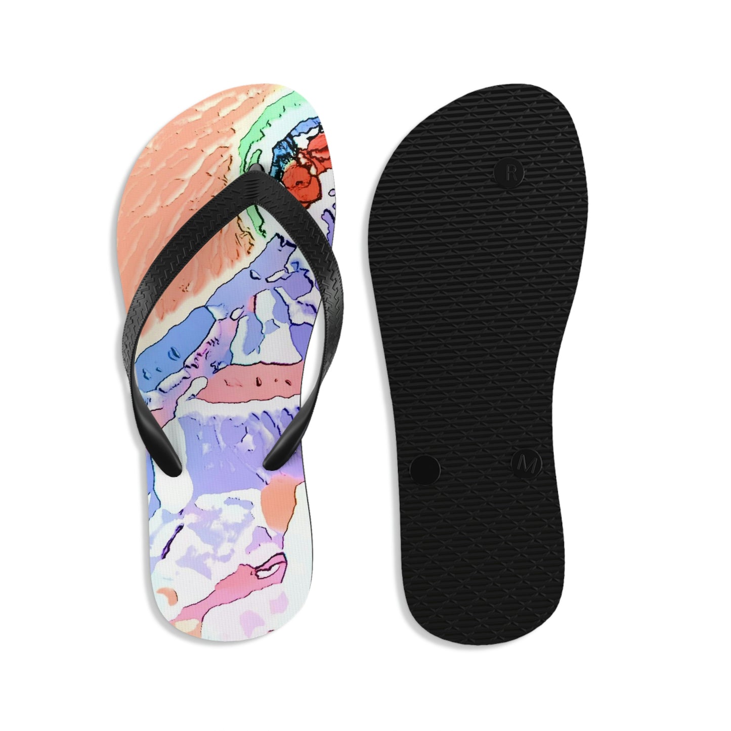 Unisex Flip-Flops ... "Seattle's World Fair" ... Below Space Needle 'Looking Up' ... On A Very Rainy Morning (Father's Family Photo). ... Original ...