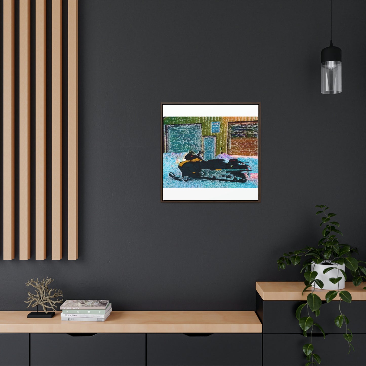 Gallery Canvas Wraps, Square Frame ... Snowmobile & Impressionalism ... 'Collecting Mail & Packages' .... Dixie, Idaho, USA ... Original Works: 10 Hours Rendering Time ...
