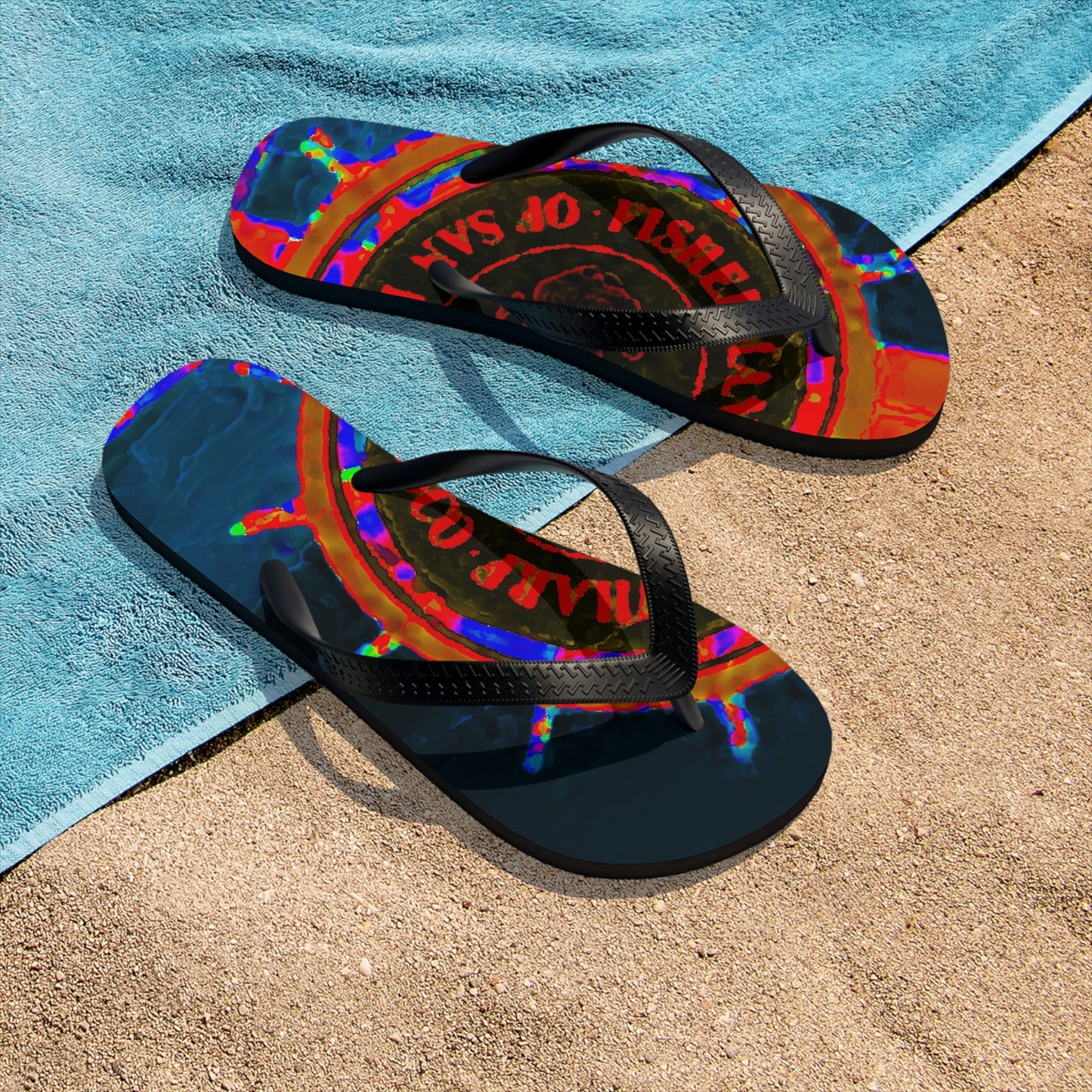 Unisex Flip-Flops ... "No.9 Fishermen's Grotto - Fishermen's Wharf, SF, California" ... Family Archives: 1970's ... Original Works ...