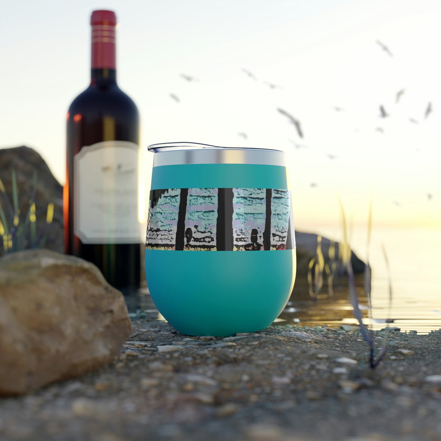 Copper Vacuum Insulated Cup, 12oz ... "A Beautiful Beach Amongst The Palms" ... The Outrigger Waikiki, Honolulu, Oahu ... Original Works ...