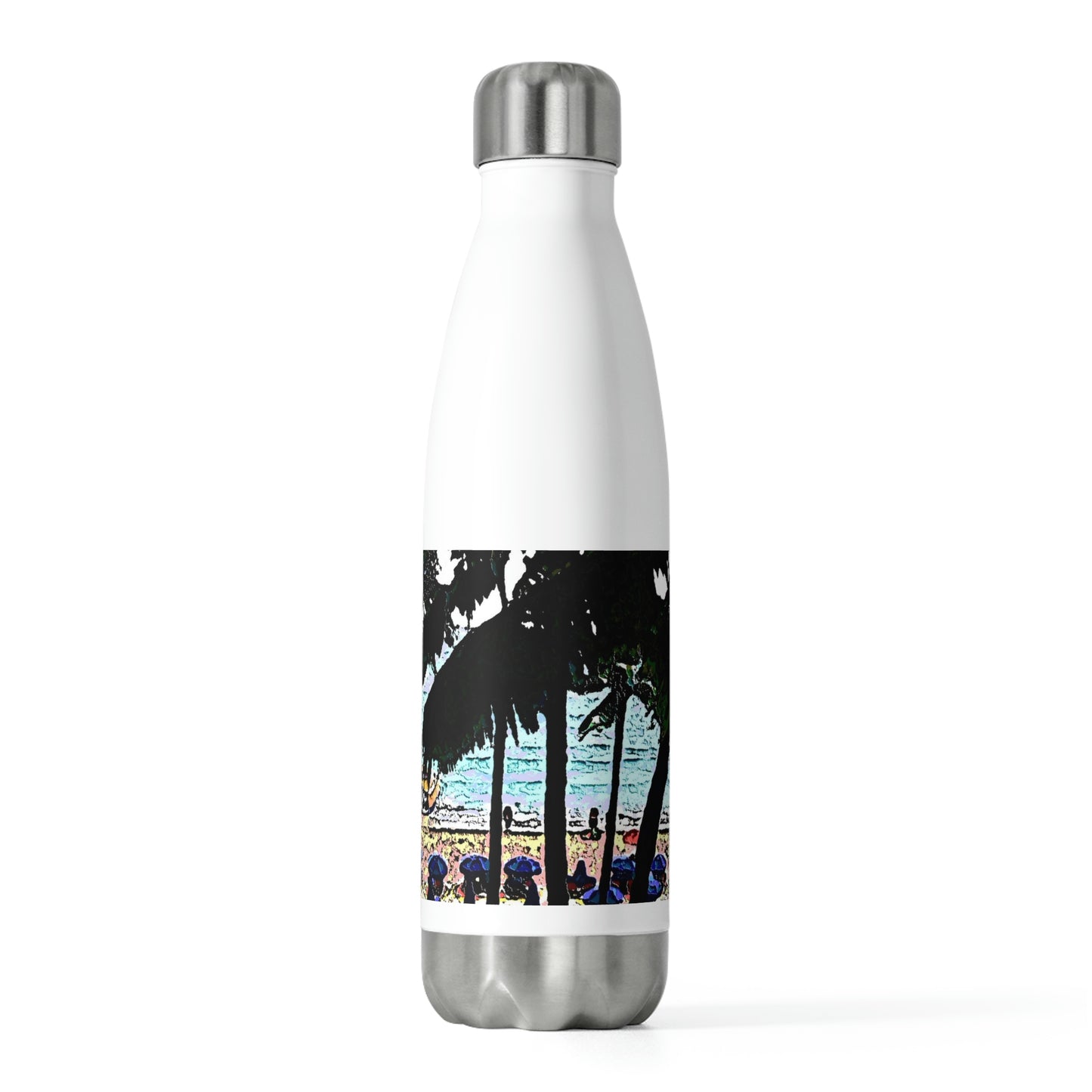 20oz Insulated Bottle ... "A Beautiful Beach Amongst The Palms" ... The Outrigger Waikiki, Honolulu, Oahu ... Original Works ...