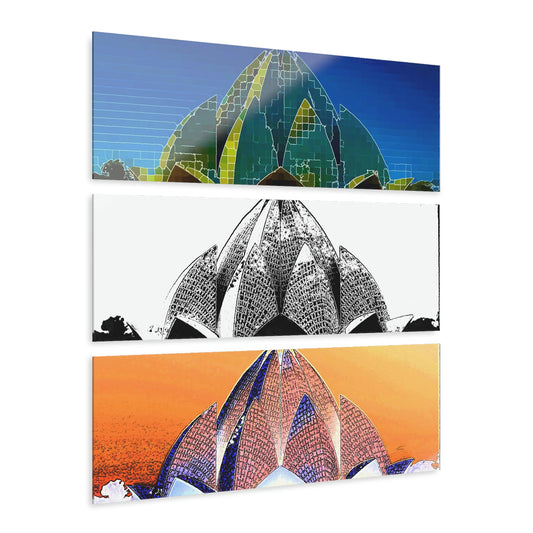 Acrylic Prints (Triptych) ... 'Bahai'i House-Of-Worship' ... "Lotus Temple: Delhi, India, 2008" ... Original Works ...