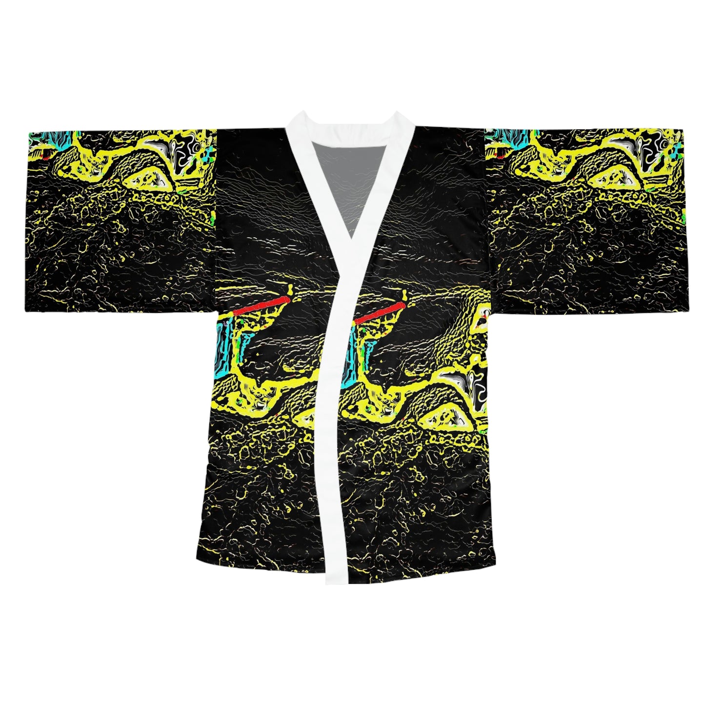Long Sleeve Kimono Robe (AOP) ... "Snow Vehicle In Snow Storm At-Rest" ... Circa 12Mar23 ... Central Idaho ... 18-Hours Rendering Time: Original Works ...