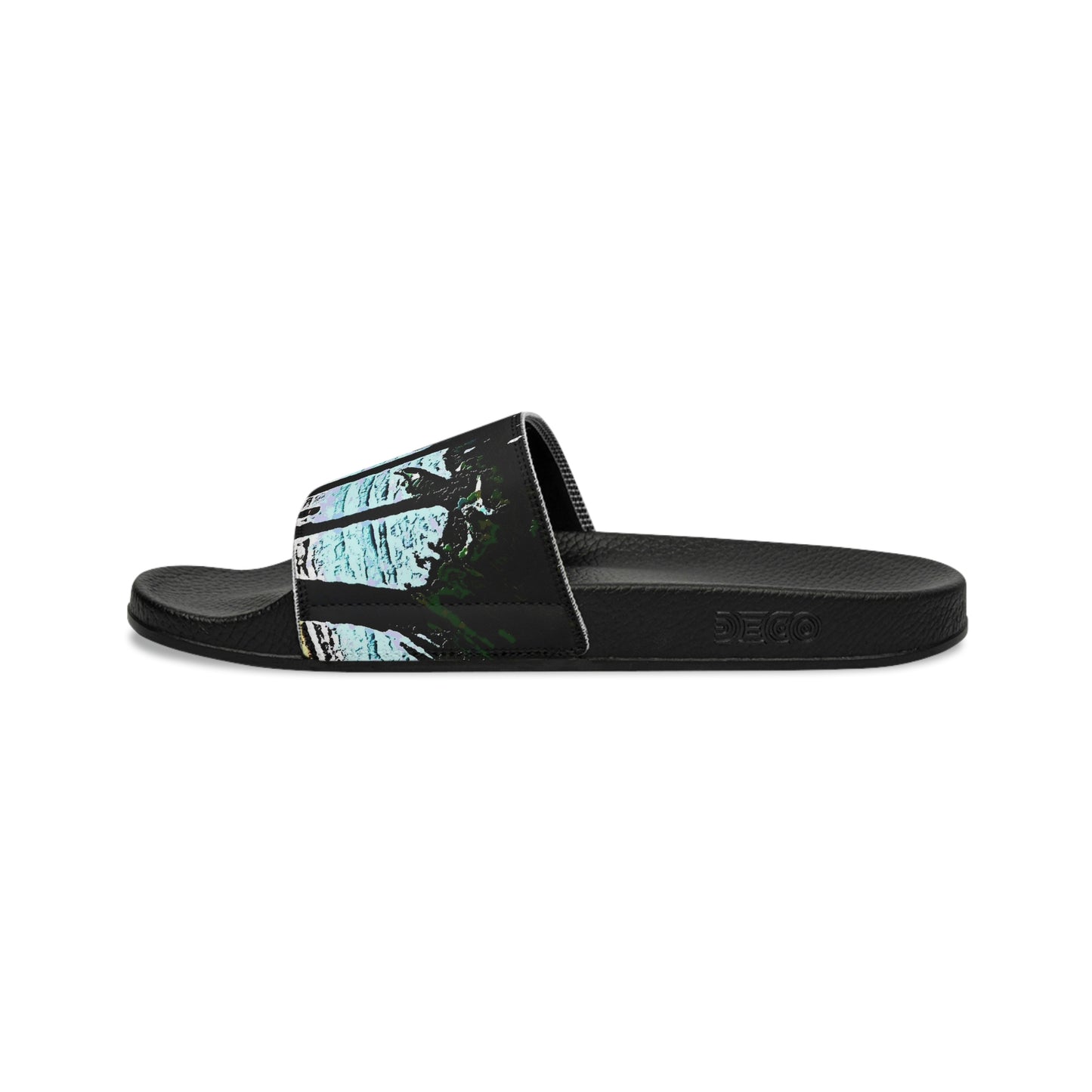 Men's Slide Sandals ...  "A Beautiful Beach Amongst The Palms" ... The Outrigger Waikiki, Honolulu, Oahu ... Original Works ...