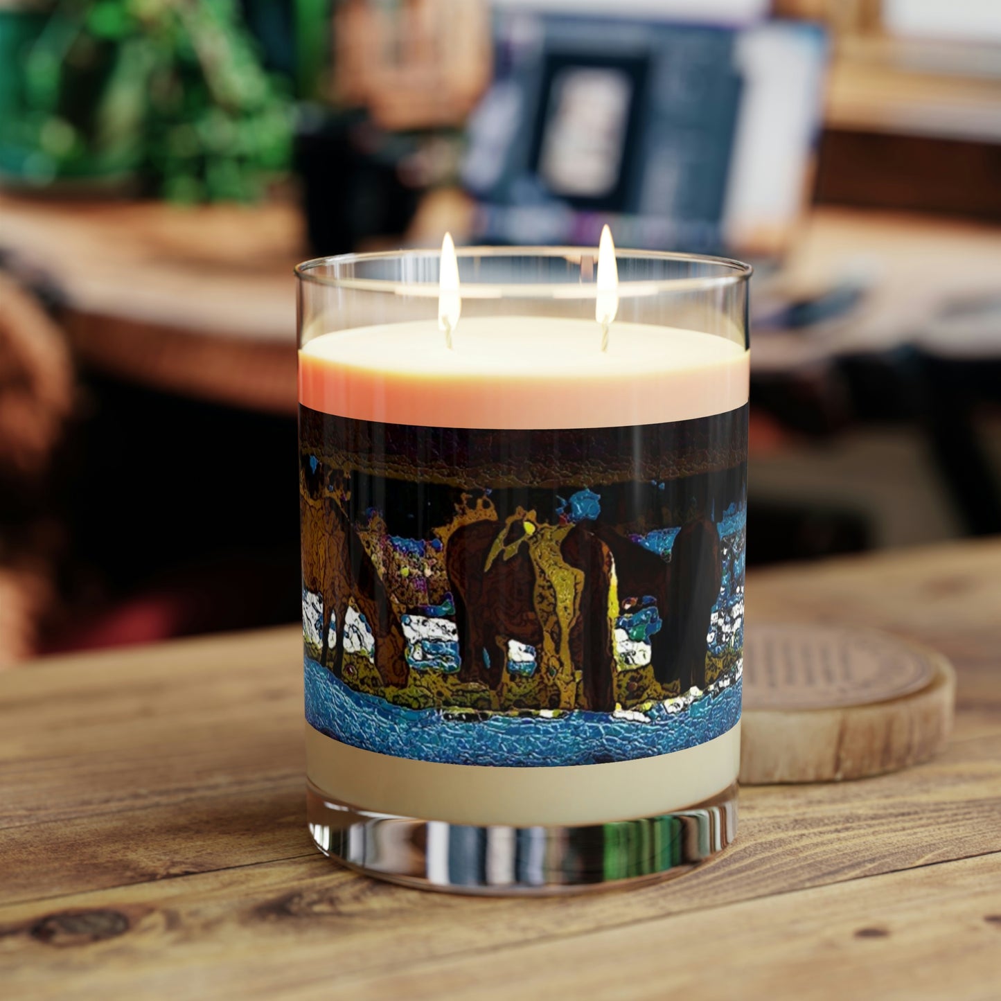 Scented Candle - Full Glass, 11oz ...  A Horse ... A Saddle ...  Foraging Through The Snow ...  An_Asses 'Cry' ... Central Idaho, November 2022 ...  Original Works ..