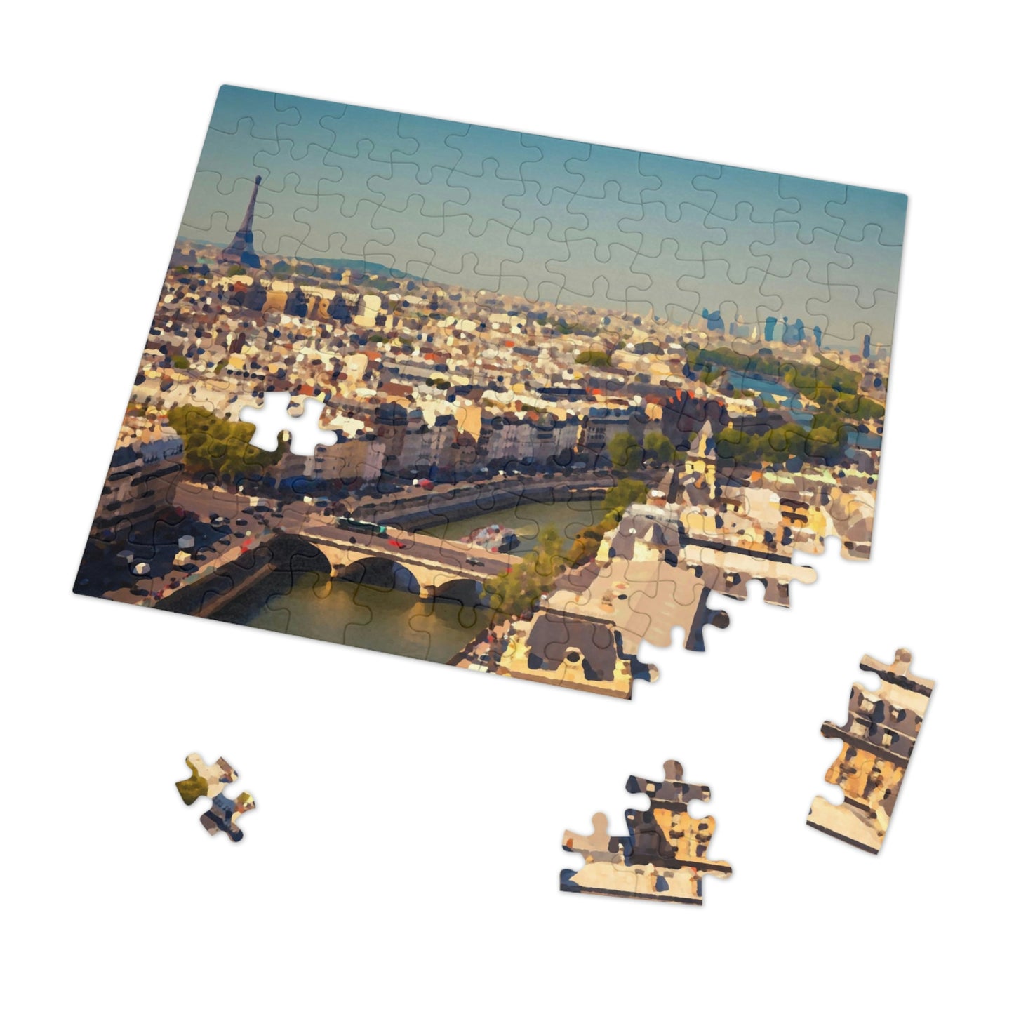 Jigsaw Puzzle (30, 110, 252, 500,1000-Piece) ... Au Paris ... "Along The River Seine" ... Barbara Joan Bonnell-Holt: 1972 ... Original Works ...