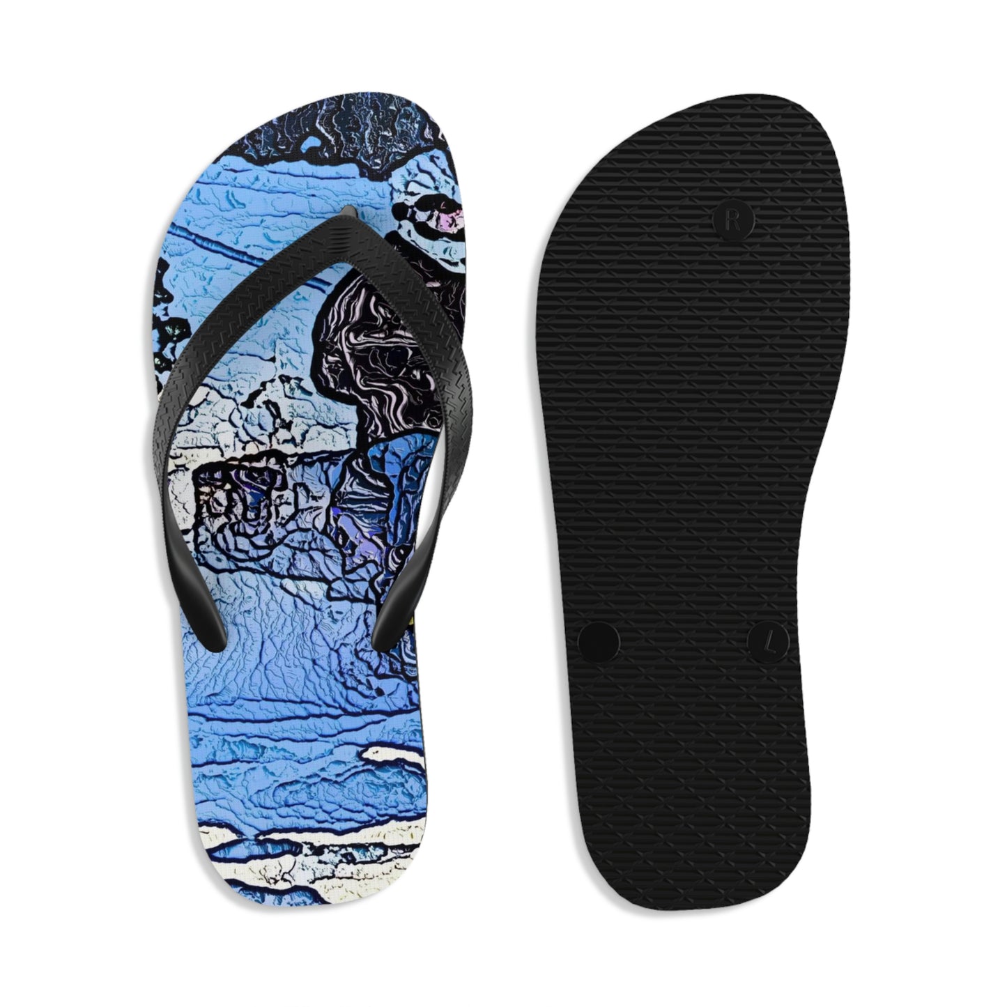 Unisex Flip-Flops ... Blasting Through-The-Powder ... 'Central Idaho Mounains ... ' 2Dec22 ...