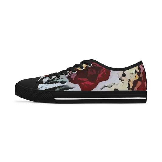 Women's Low Top Sneakers ... "A Friendly Flower" ... Pointsettia 'Pointing' ... Original Works ... (Supplied Photograph) ...