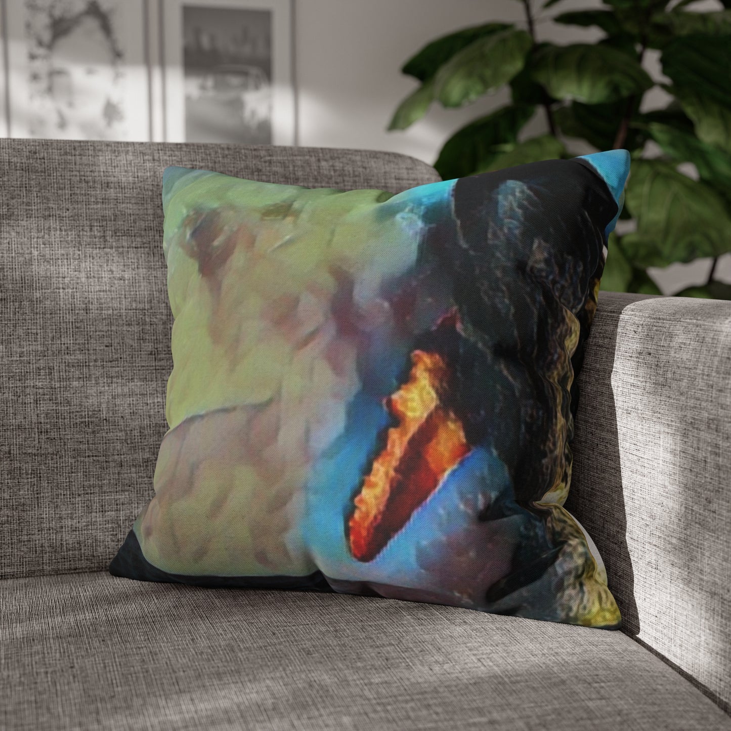 Spun Polyester Square Pillow Case ... An Extraordinary Humpback Breach ... 'With Explosive Energy' ... Family Archives (KPH) ... Circa: 21st Century. Maui, HI ... Original Works ...