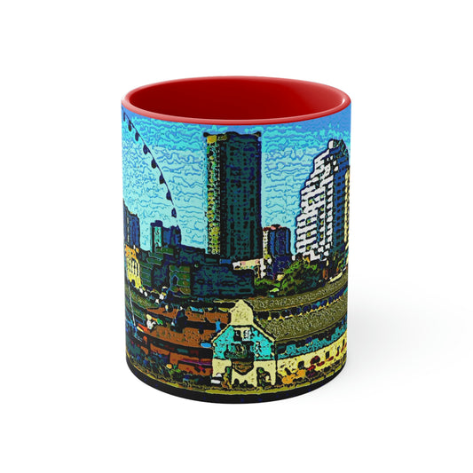 Accent Coffee Mug, 11oz ... That Classic Wheel ... 'Seattle's Wheel' ... & An Old Classic Waterside Vendors ...  'Family Archives' ... Original Works ...