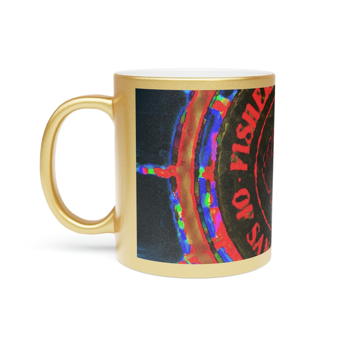 Metallic Mug (Silver\Gold) ... "No.9 Fishermen's Grotto - Fishermen's Wharf, SF, California" ... Family Archives: 1970's ... Original Works ...