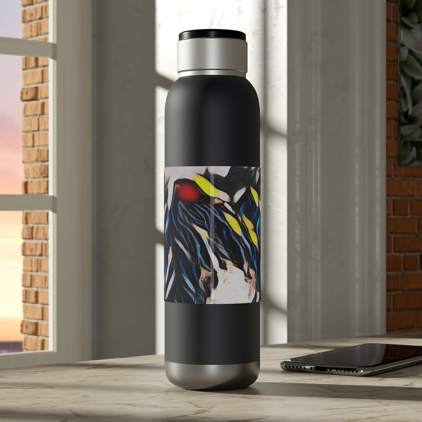 Soundwave Copper Vacuum Audio Bottle 22oz ... "Ken's Favourite Humpback Breach" ... Circa: 21st Century ... Maui, HI ... Original Works ...
