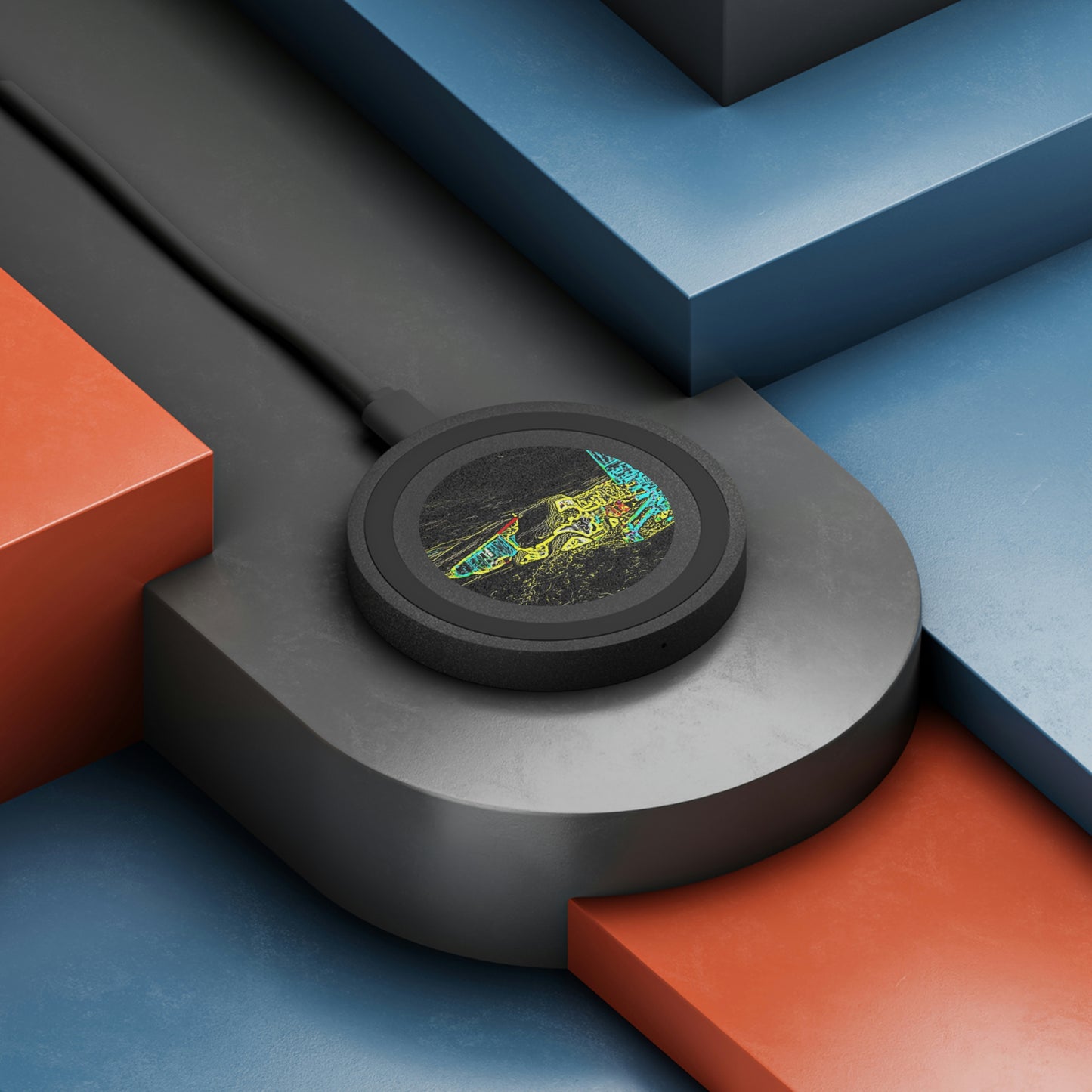 Quake Wireless Charging Pad ... "Snow Vehicle In Snow Storm At-Rest" ... Circa 12Mar23 ... Central Idaho ... 18-Hours Rendering Time: Original Works ...