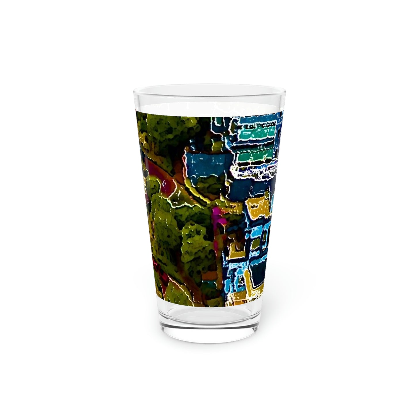 Pint Glass, 16oz ... A Crazy Street ... 'Eight Winding Curve-Switchbacks' ... "Lombard Street, San Francisco, CA' ... Family Archives: 1970's ... Original Works ...