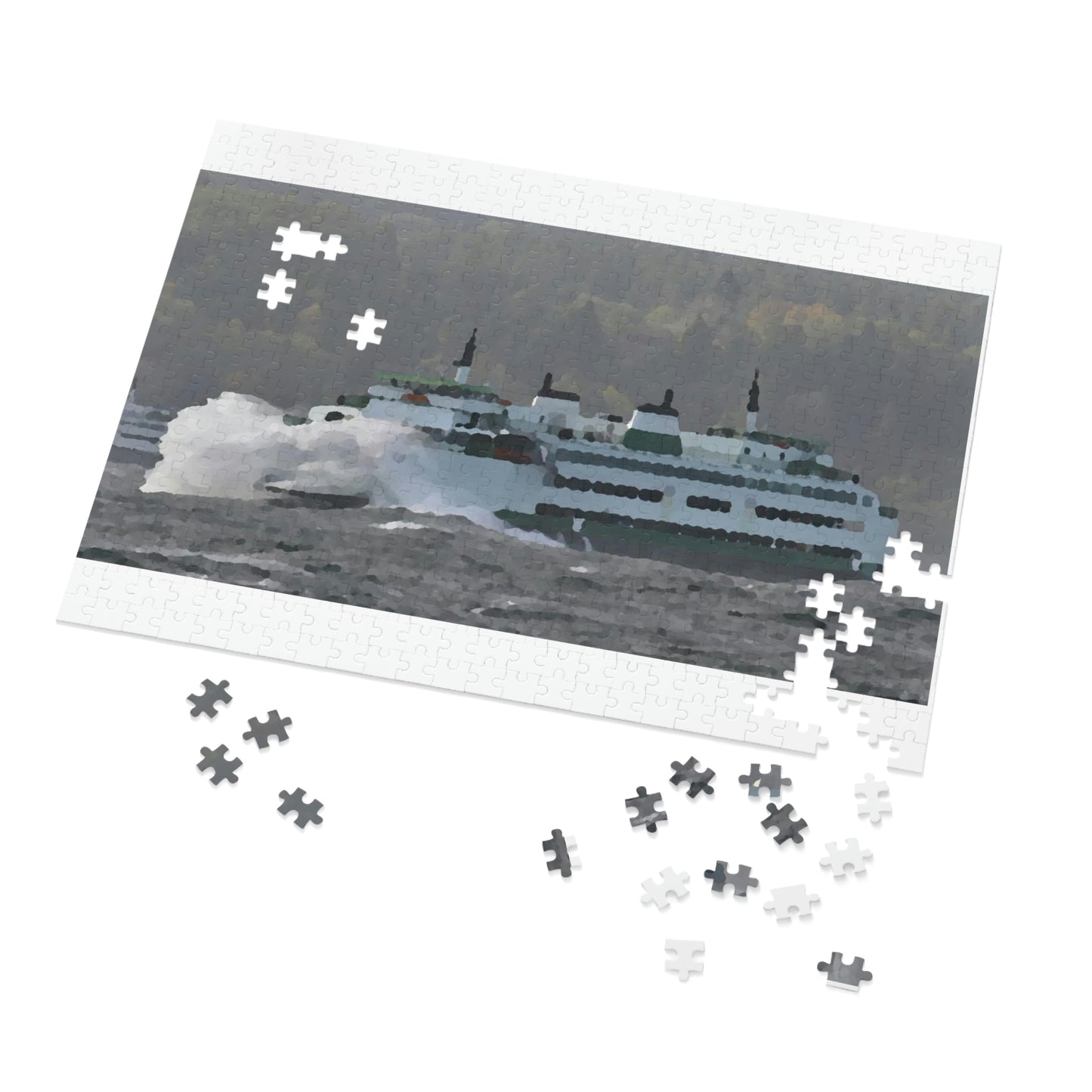 Jigsaw Puzzle (30, 110, 252, 500,1000-Piece) ... WADOT Ferry Crossing ... "A Very Rough Day" ... Mulkiteo Route ... Family Archives ... Early 1990's' ... Original Works ...