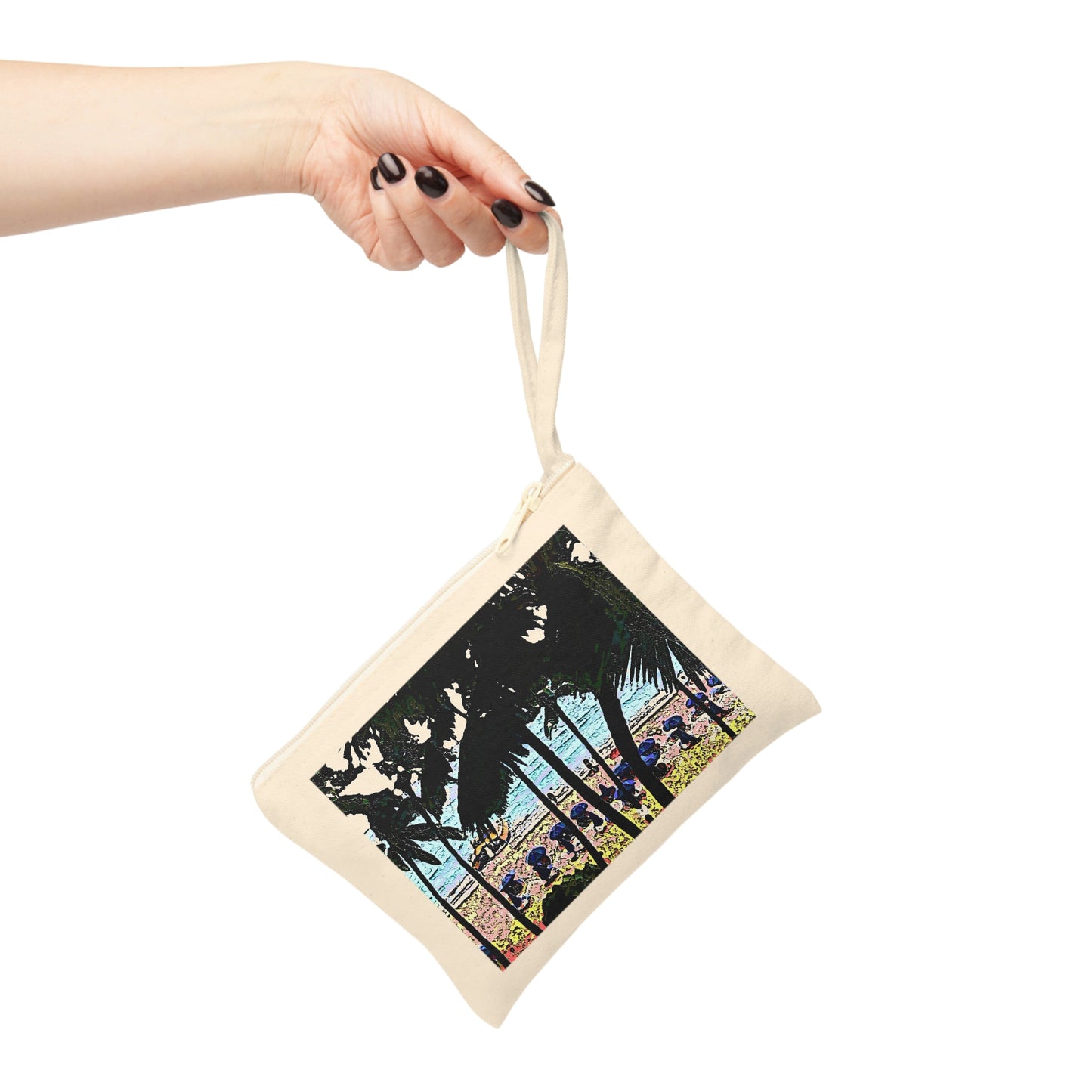 Cotton Zipper Pouch ... "A Beautiful Beach Amongst The Palms" ... The Outrigger Waikiki, Honolulu, Oahu ... Original Works ...