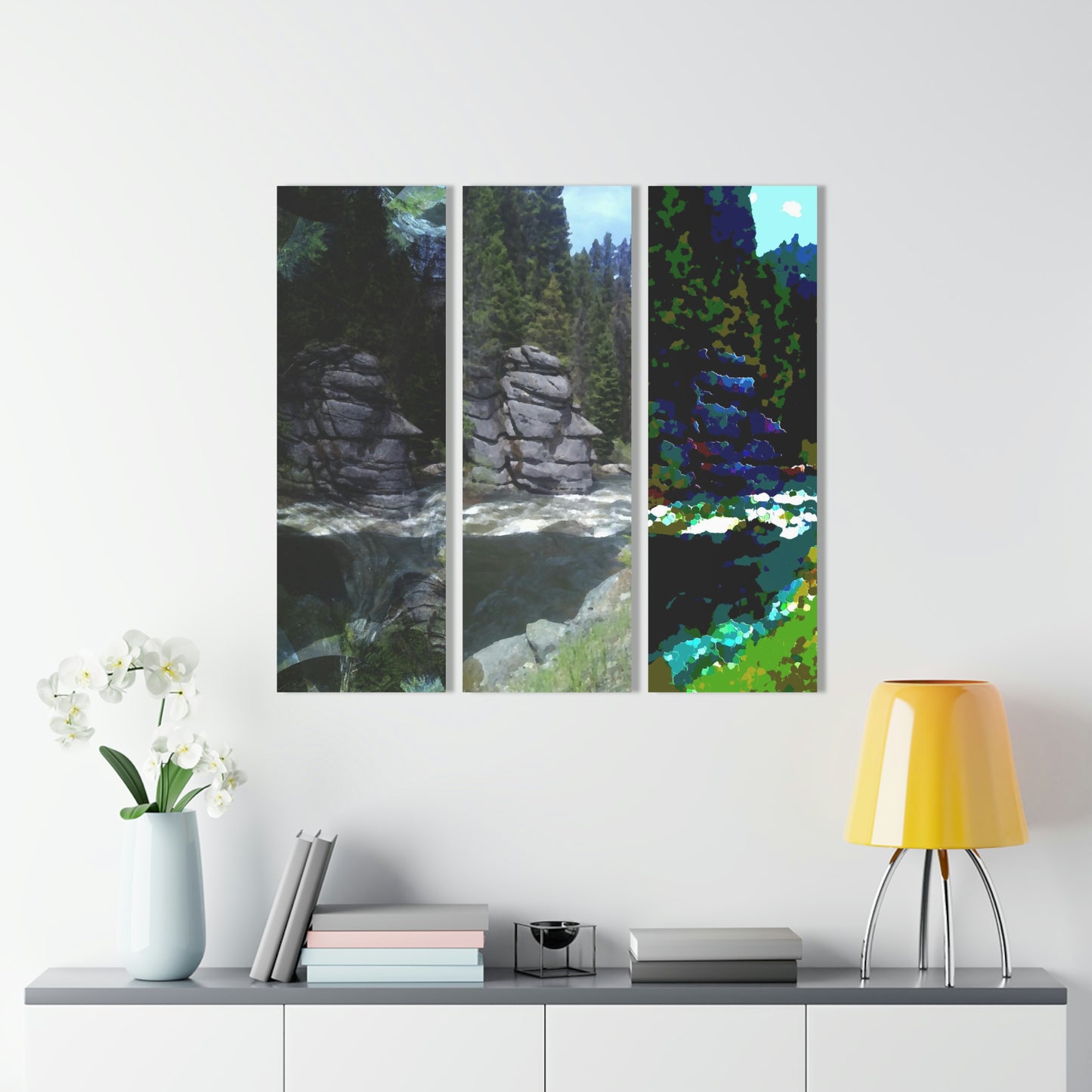 Acrylic Prints (Triptych) ...  "I Am Innocent" ... Tricky-Dick Immortalized ... Nixon Rock: Along The River ... Central Idaho, Summer 2020 ... Original Works ...